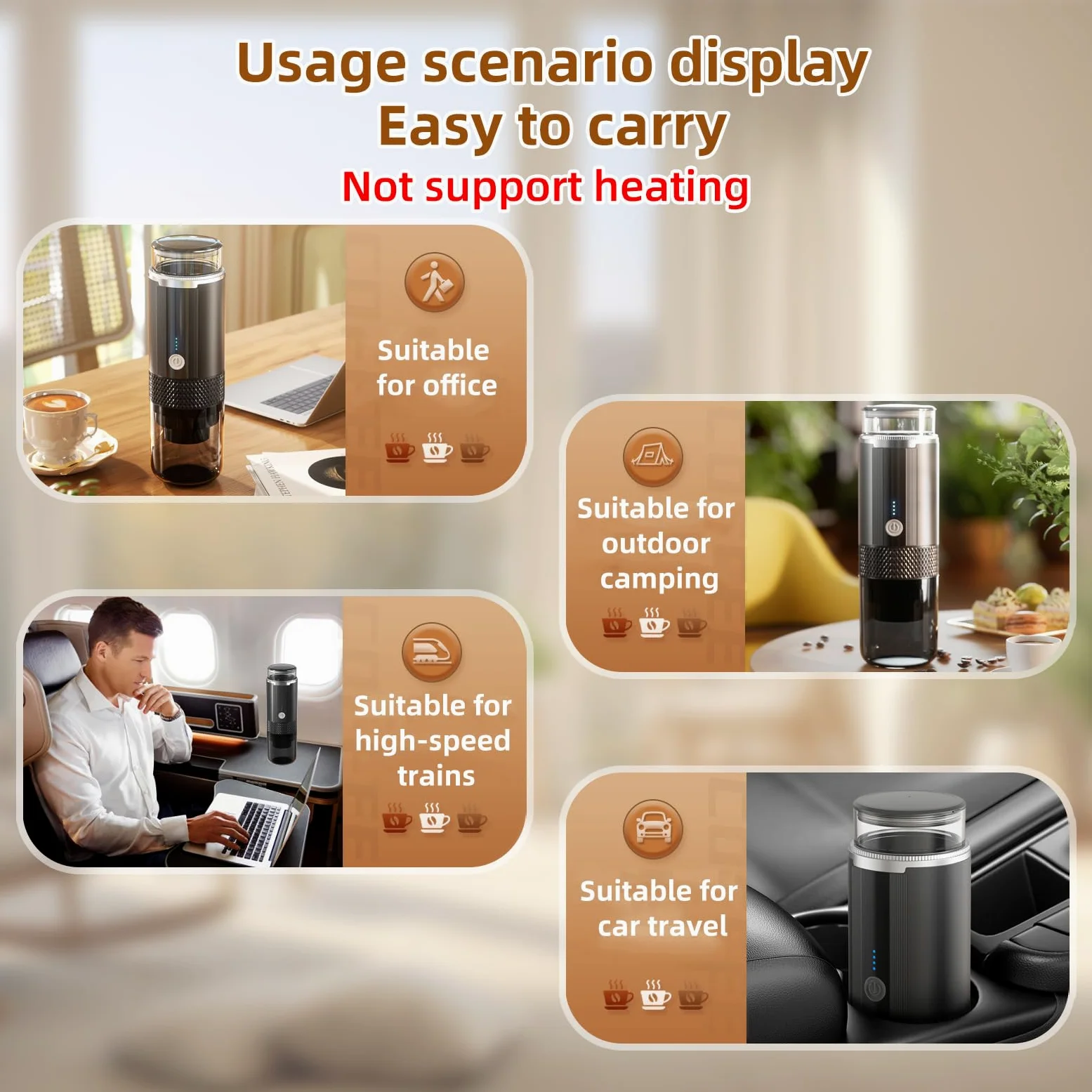 Máquina de Café Eléctrico Portátil Operación de un Botón con 4 Indicadores de Alimentación Luz Inalámbrica Inalta Recargable de café Trabajo con Cápsula de té de Chocolate Polvo