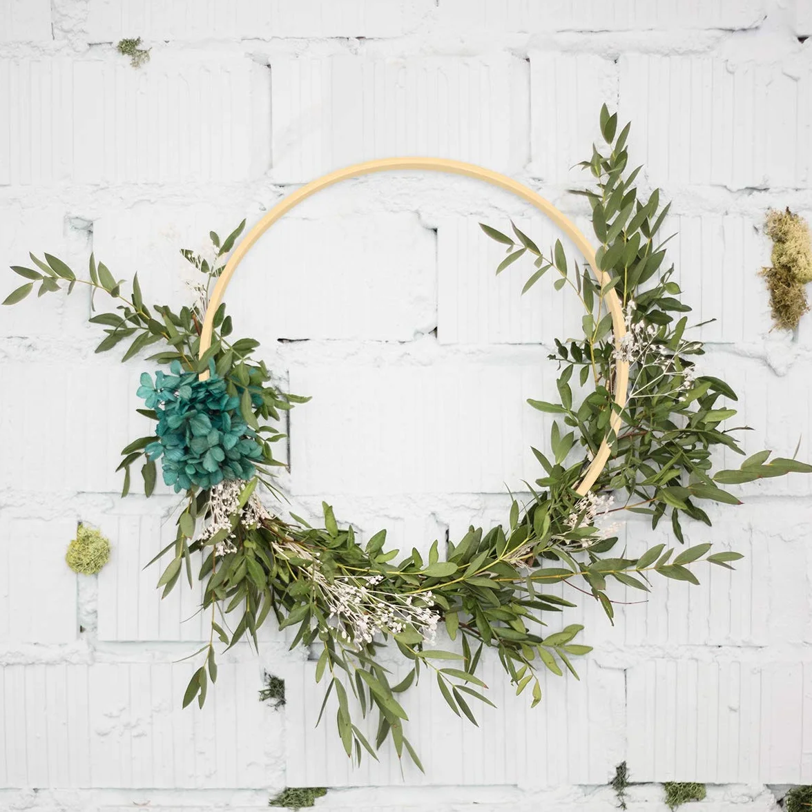 Worown 16 Piezas 8 tamaños (10, 12, 15, 18, 20, 23, 26, 30 cm) de Madera de bambú con Aros Florales para guirnaldas para Hacer una decoración de guirnaldas navideñas de Bodas
