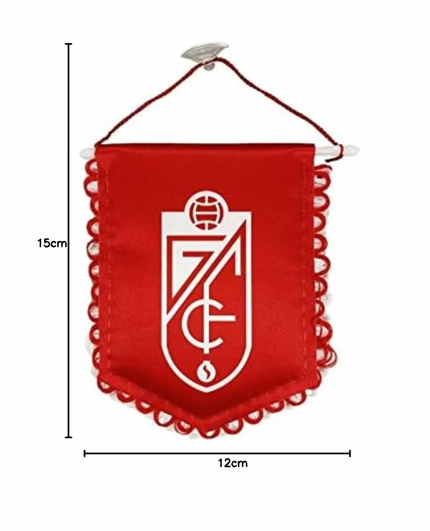 Granada CF Banderín oficial pequeño para coche 100% poliéster rojo 15 x 12 cm