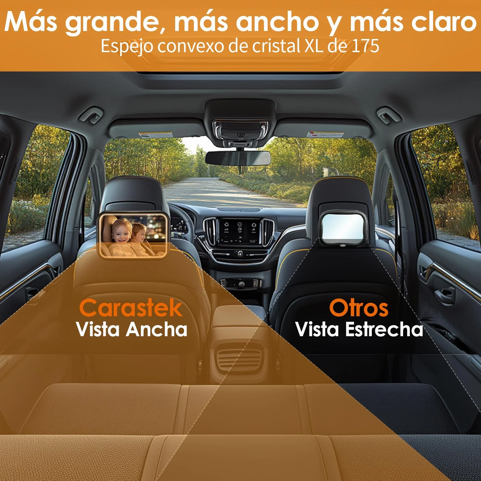 Espejo Retrovisor de Bebé con LED, Espejo Coche Bebé Asiento Trasero 100% a Prueba de Roturas Luz LED Espejo Retrovisor Coche Bebé 360° Giratorio con Clip de Gancho y Mandos a Distancia