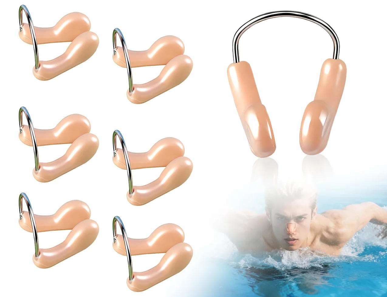 Pinzas Nasales para Natación de Silicona Impermeables para Adultos y Principiantes