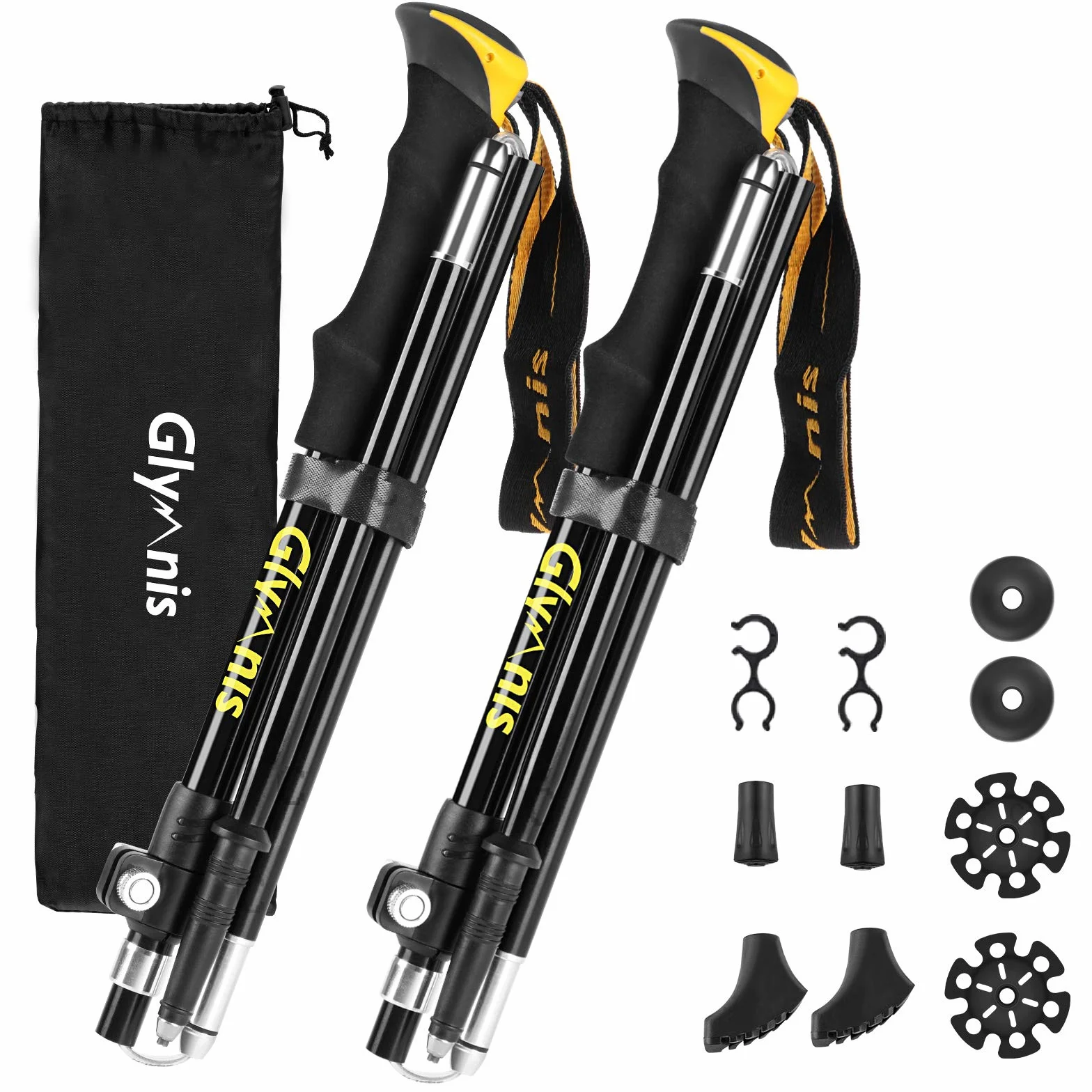 Bastones de Senderismo Trekking Plegables 2pcs 36cm-130cm Aleación de Aluminio 7075 EVA para Senderismo Alpinismo Trail