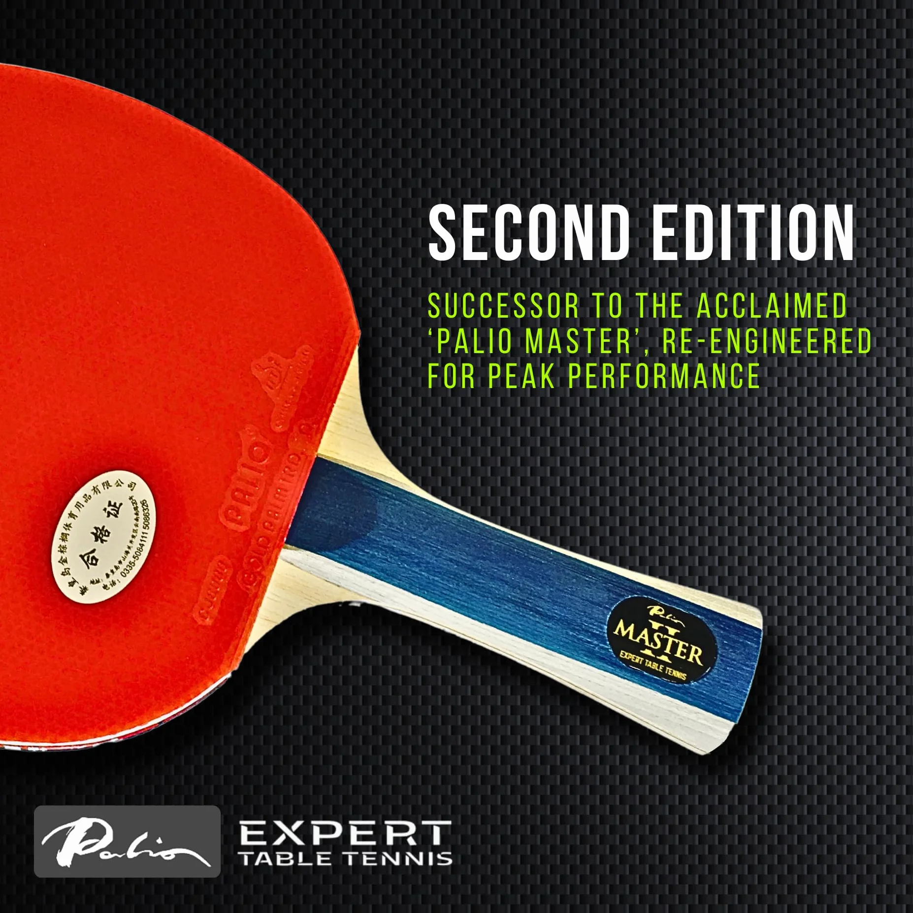 Palio Master 2.0 Raqueta de Ping Pong Intermedia ITTF Giro Velocidad Control