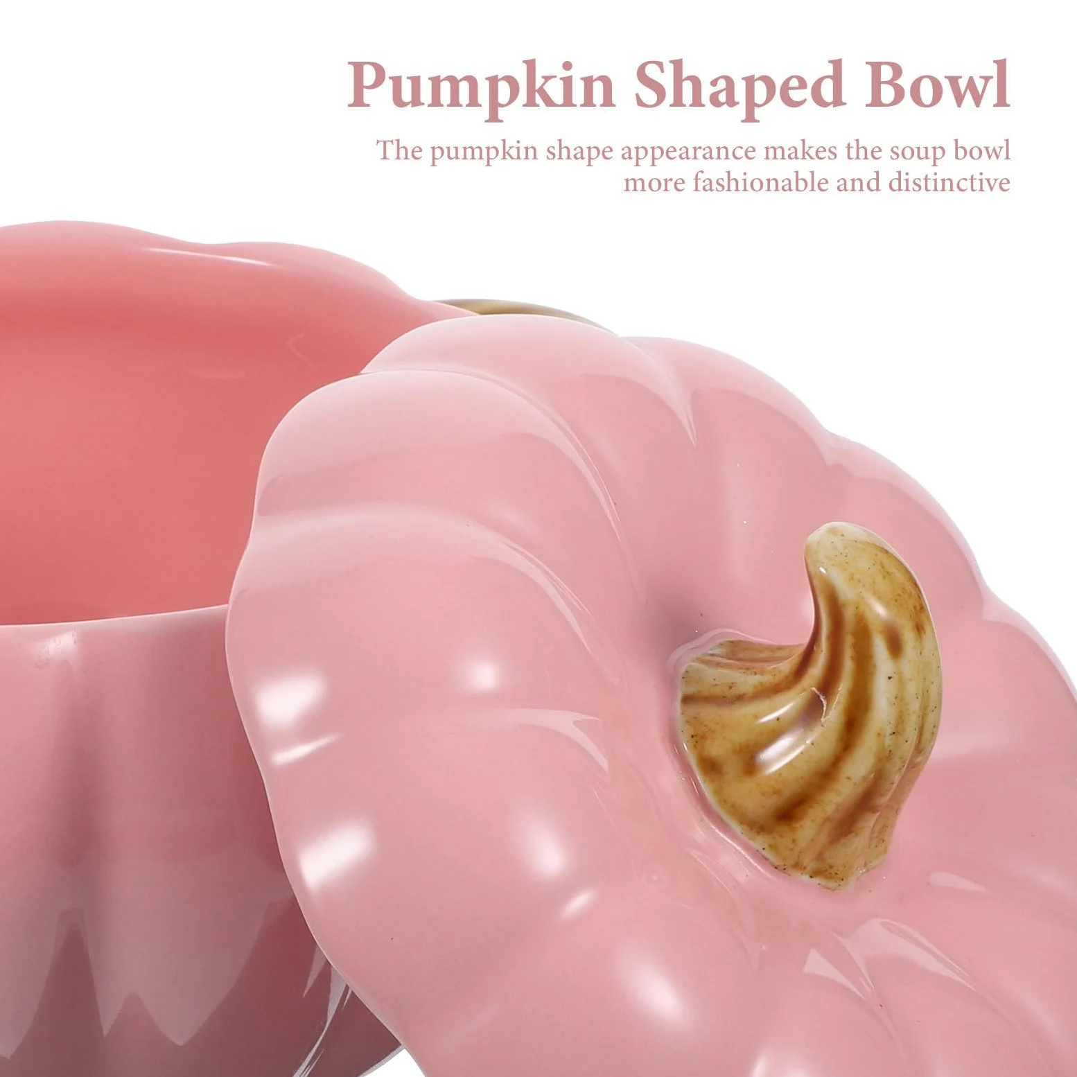 Healvian Tazón de Sopa de Calabaza de Cerámica con Doble Asa y Tapa, Capacidad 1500ml, Ligero y Decorativo para Camping y Estudio