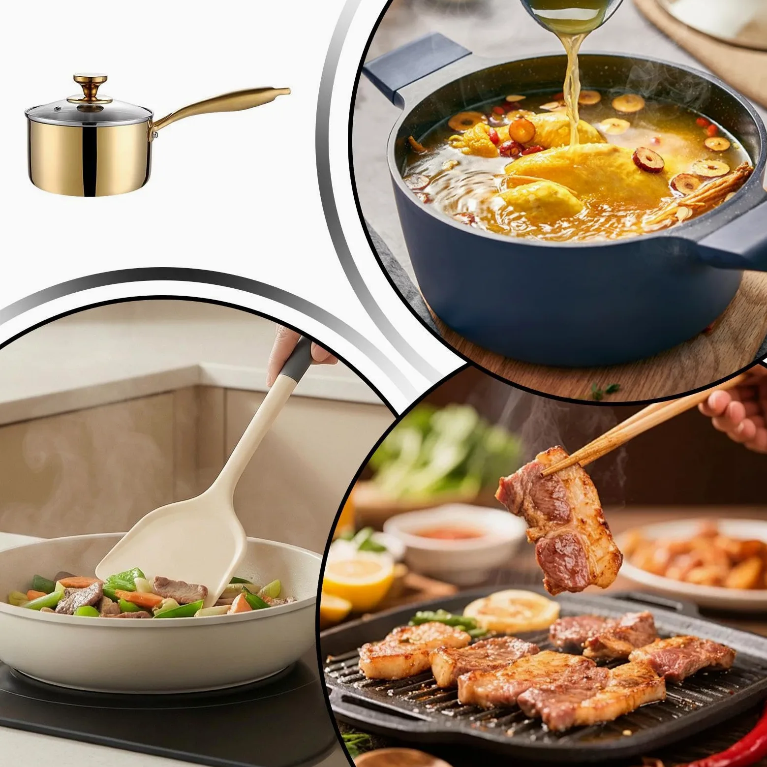 Cazo Para Salsas Cacerola de Cocina Fabricada en Acero Inoxidable con Mango | Olla Pequeña Para Cocinar, Tapa Incluida Para Hogar Cocina Restaurante Al Aire Libre Jardín Ca