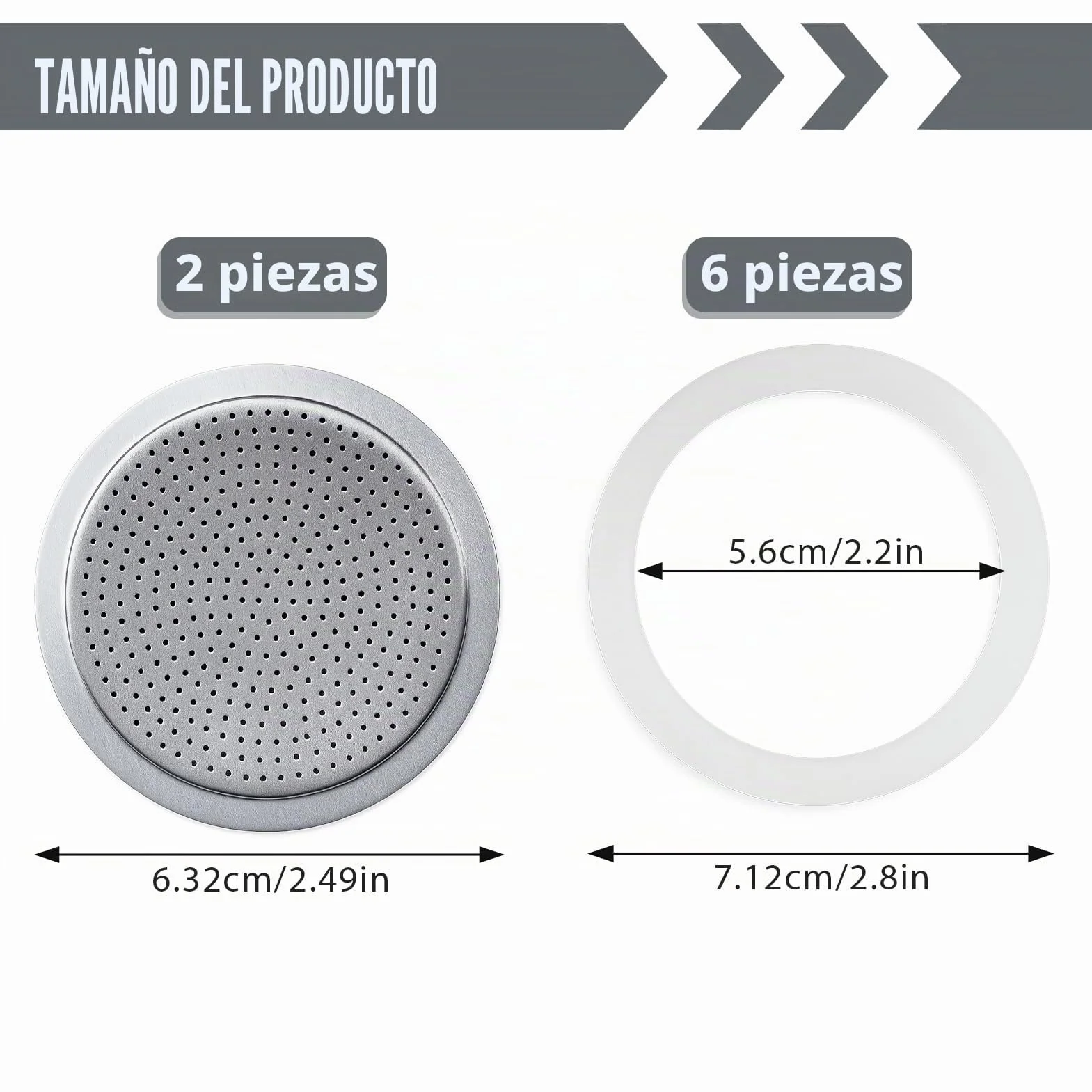 6 juntas de sellado para cafetera espresso, 6 tazas, junta de repuesto de silicona para cafetera espresso, con 2 piezas de filtro de aluminio, anillos de sellado para aluminio cafeteras