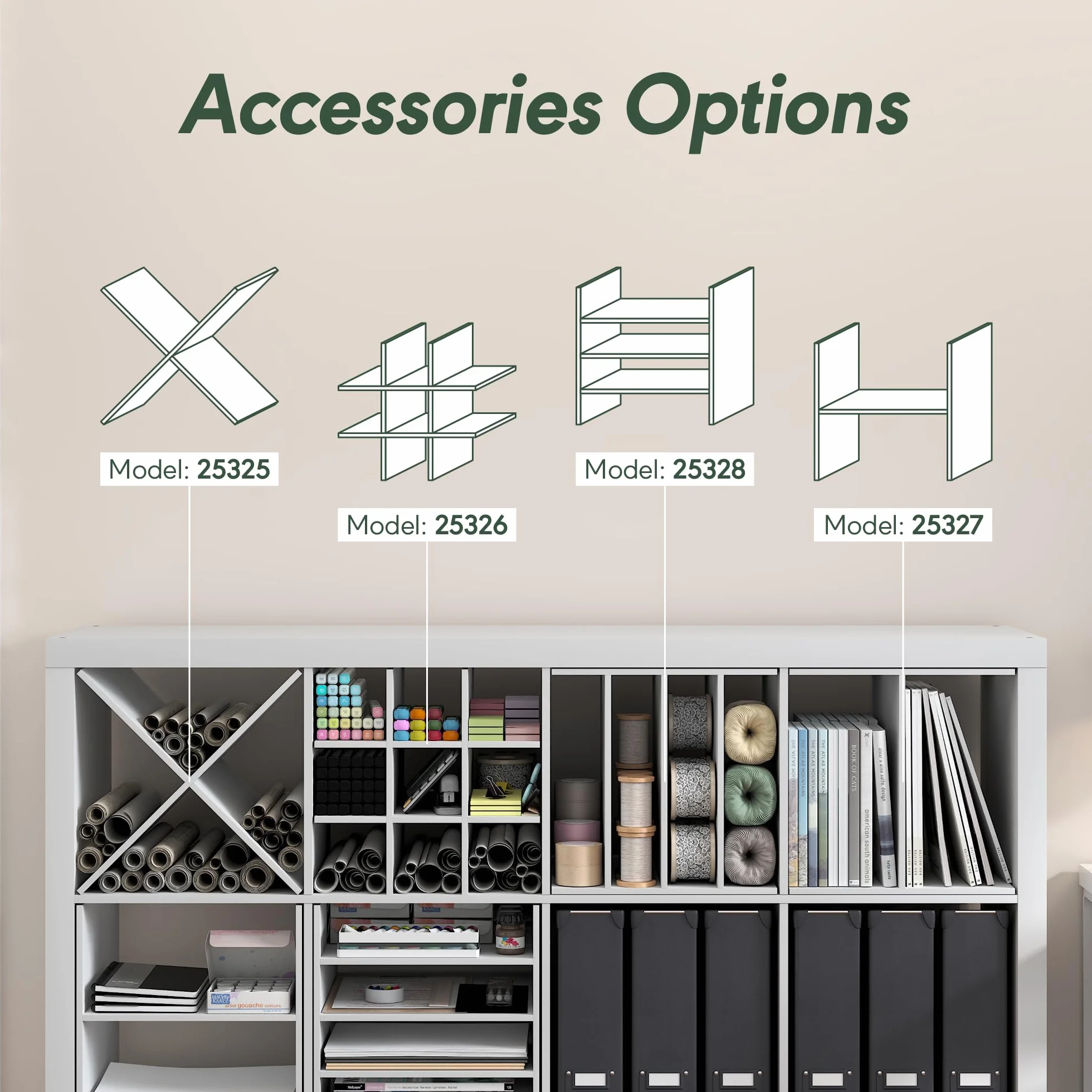 Furinno Cubicle Inserto para Cubo, Organizador de Cubos de 3 estantes, Accesorio de repisa de 3 Niveles, Compatible con Furinno Triple Thick Cubes y IKEA Kallax, Blanco