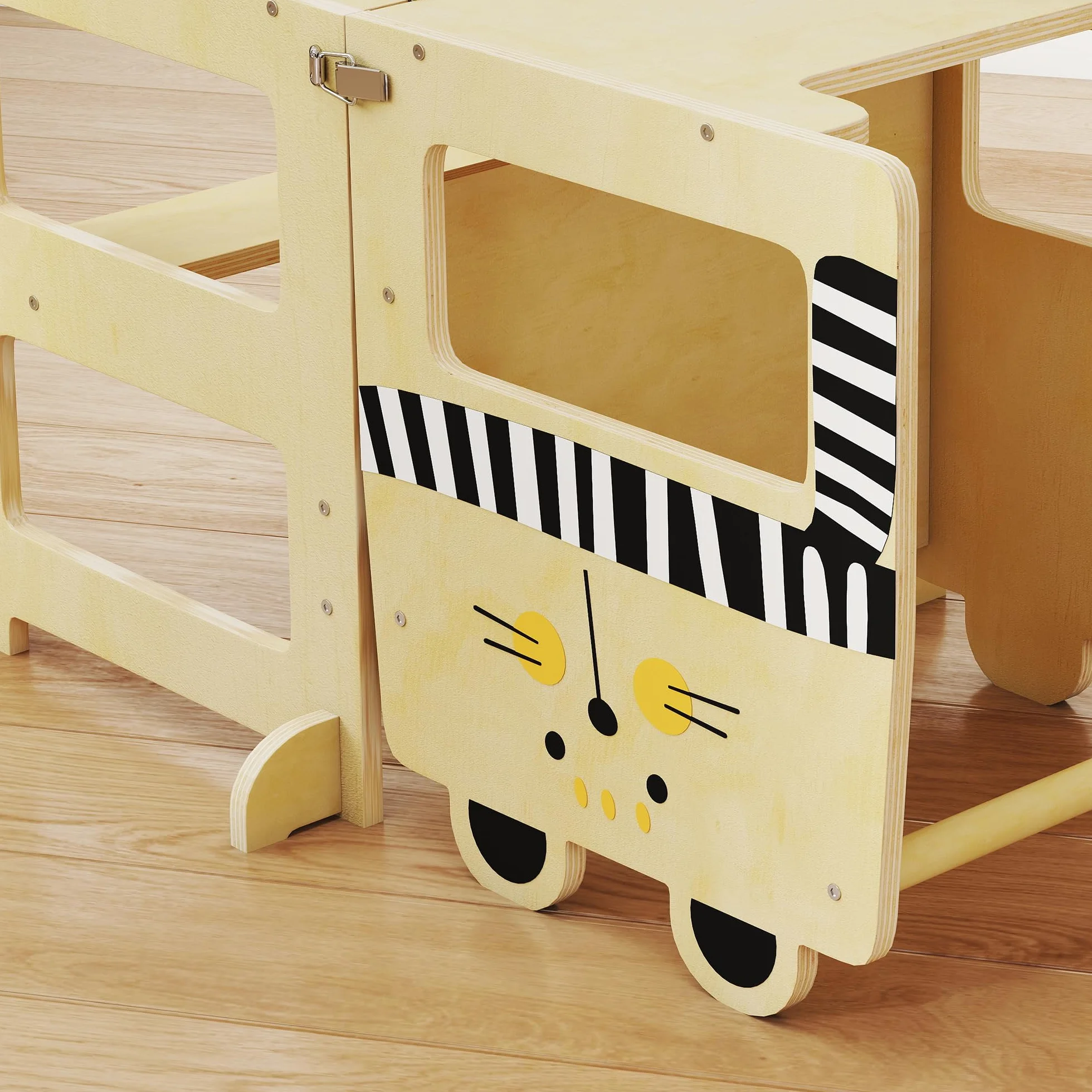 AIYAPLAY Torre de Aprendizaje 3 en 1 Plegable, Convertible en Escritorio y Silla, para Niños 2-5 Años, Natural