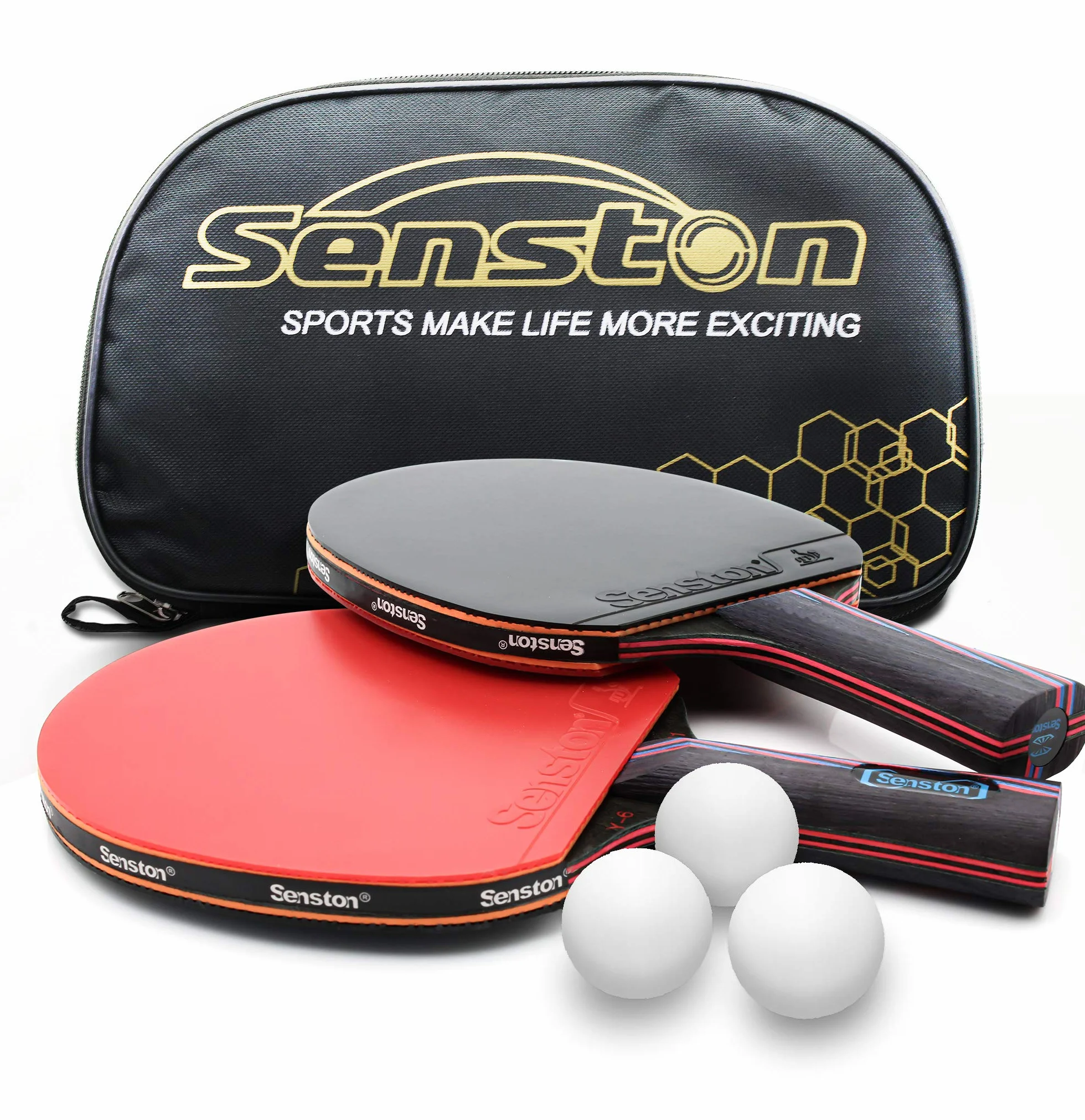 Palas de Tenis de Mesa Juego de 2 Palas de Ping Pong con Estuche de Transporte