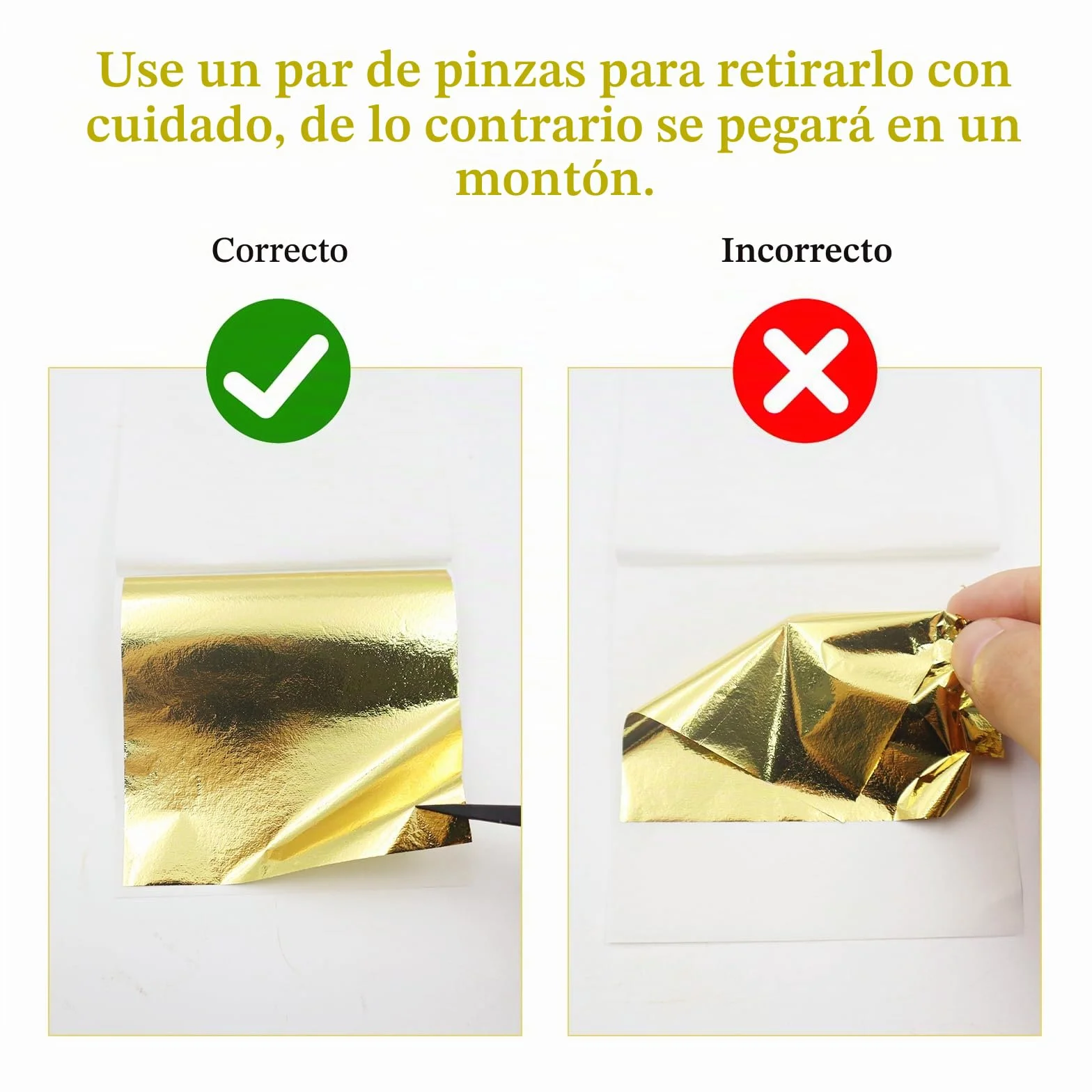 CATELL 300 Hojas Pan de Oro Hojas de Imitación de Oro Papel de Oro Manualidades Pan de Plata para Proyectos de Arte Decoración Artesanal DIY Crafting Decoration de Uñas (9 * 9cm)