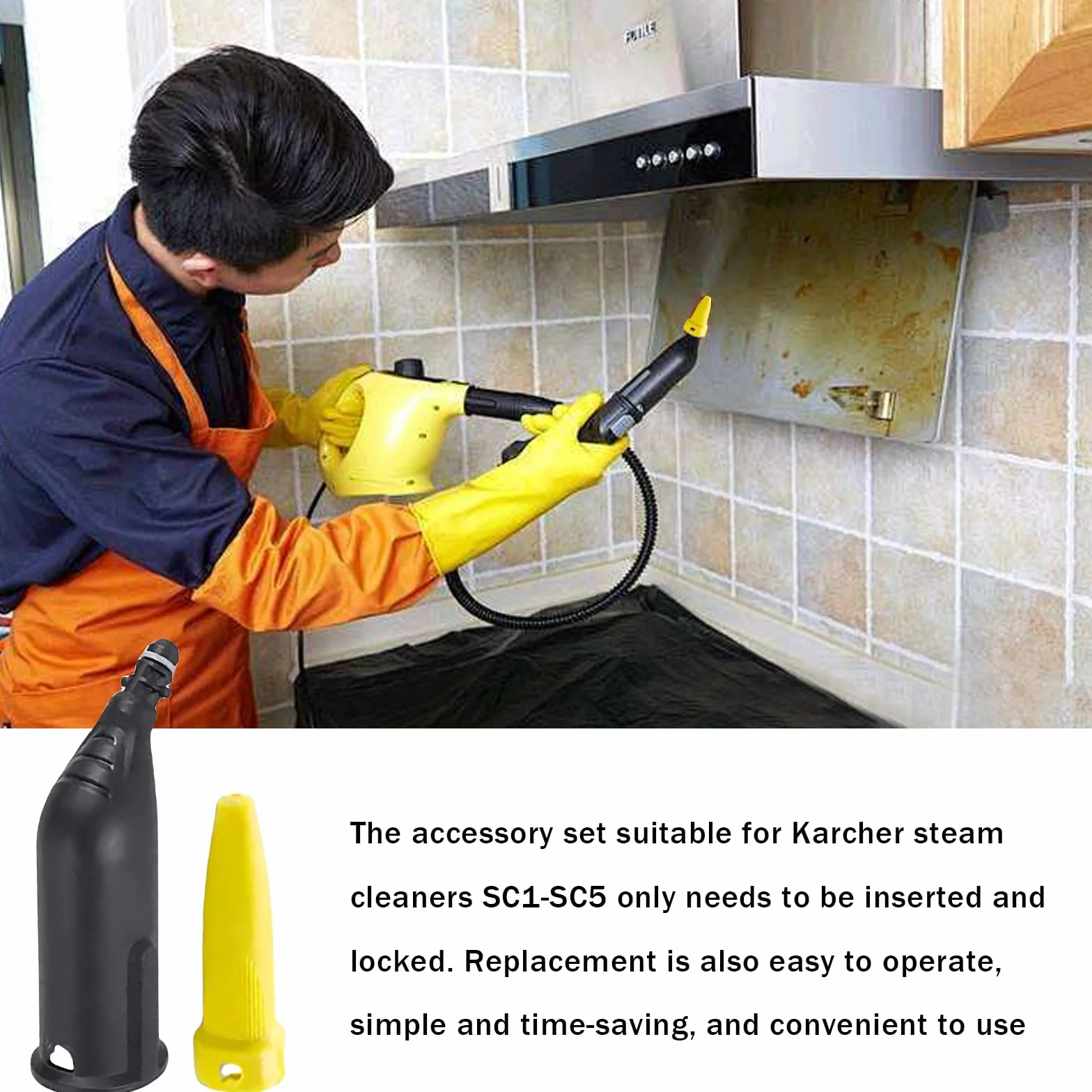 10 piezas accesorios para limpiador de vapor Kärcher SC1 SC2 SC3 SC4 SC5: juego de accesorios para limpiador de vapor Kärcher SC1-SC5, piezas de repuesto con boquilla alargadora, boquilla