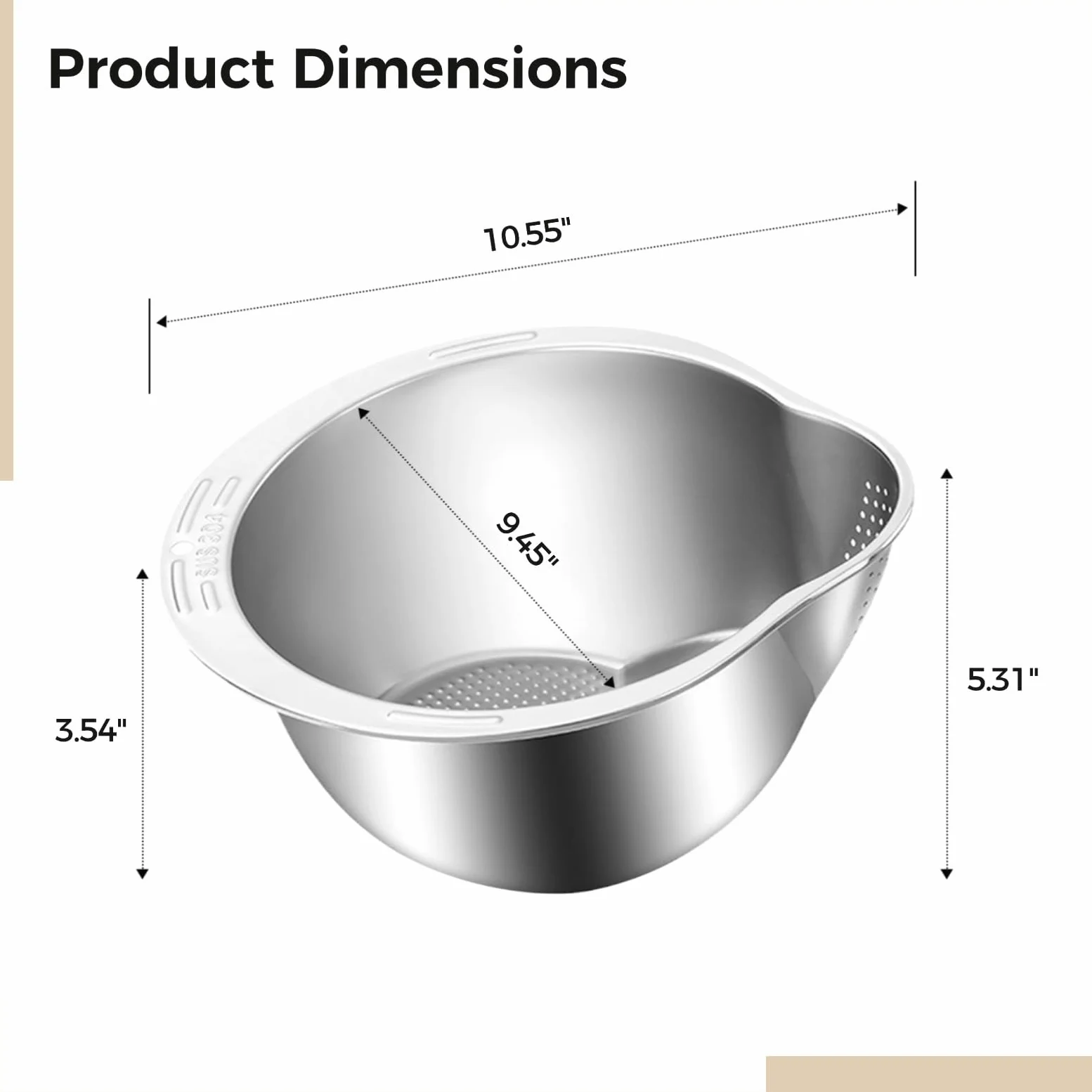 Colador de arroz de acero inoxidable apto para lavavajillas con gancho de succión, colador inclinado para enjuagar arroz, verduras y frutas,