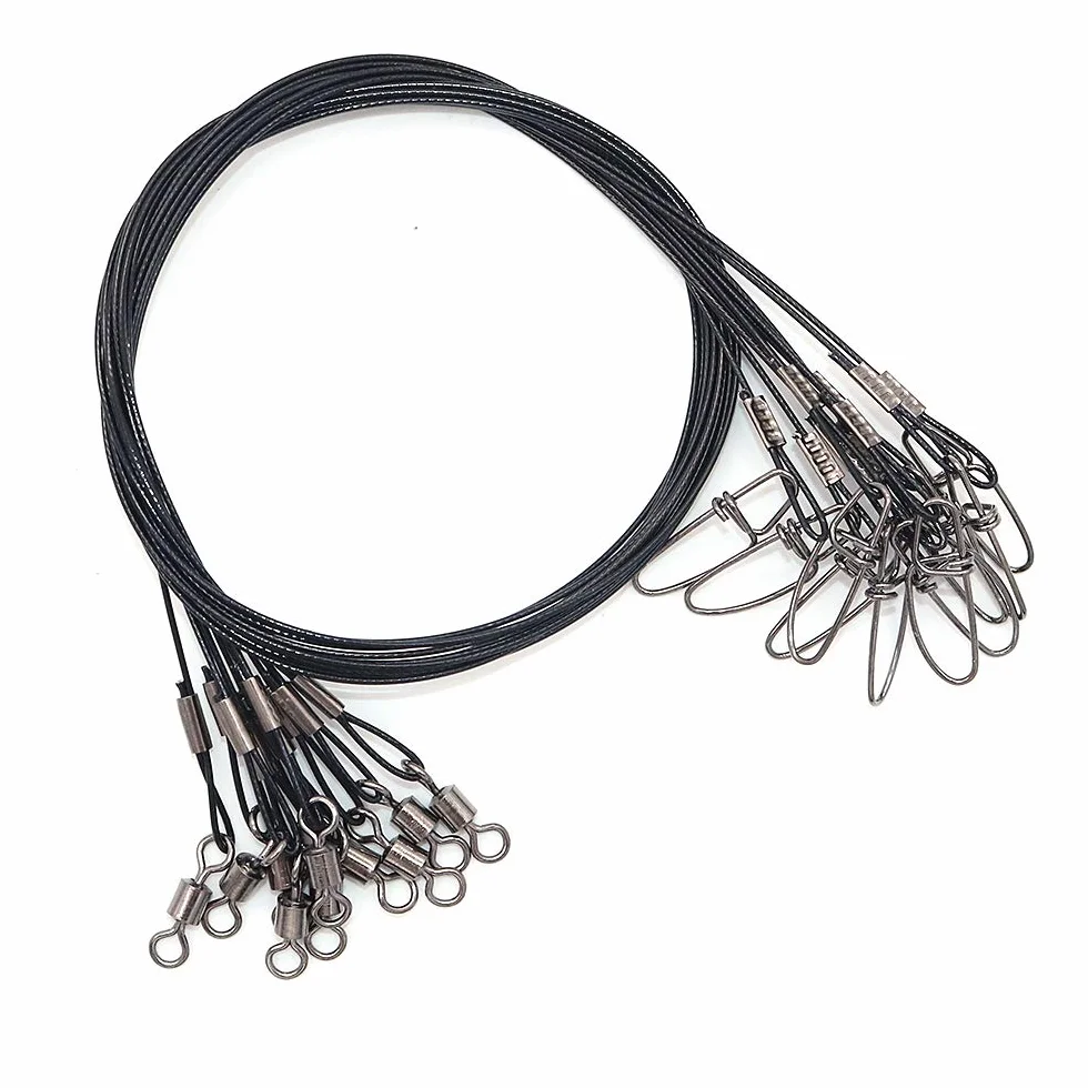 Líderes de alambre de acero inoxidable para pesca 150 libras 19 pulgadas negro