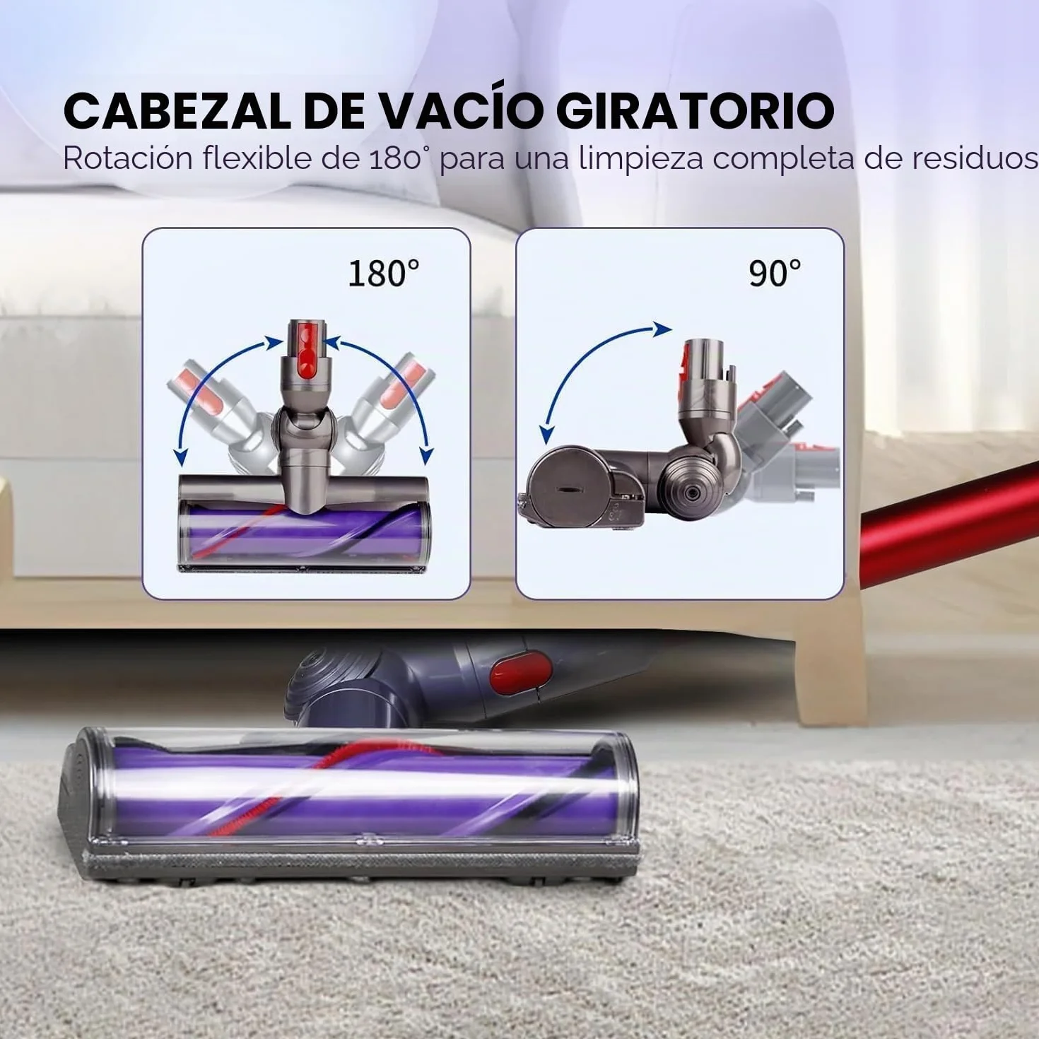 Cepillo Motorizado para Dyson V7 V8 V10 V11 V15 SV10 SV11 SV12 SV14 Aspiradoras, Cepillo de Cabezal Limpiador de Cabezal de turbina para Dyson para Moquetas y Suelos Duros