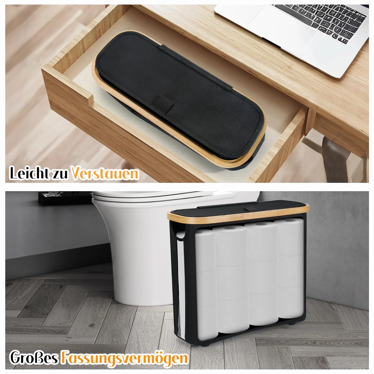 26L Cesta Papel Higienico, 12 Rollos Almacenaje Papel Higienico Porta Rollos de Papel Higienico Bathroom Organizer Organizador Papel Higienico Cesta para Papel Higienico de Baño