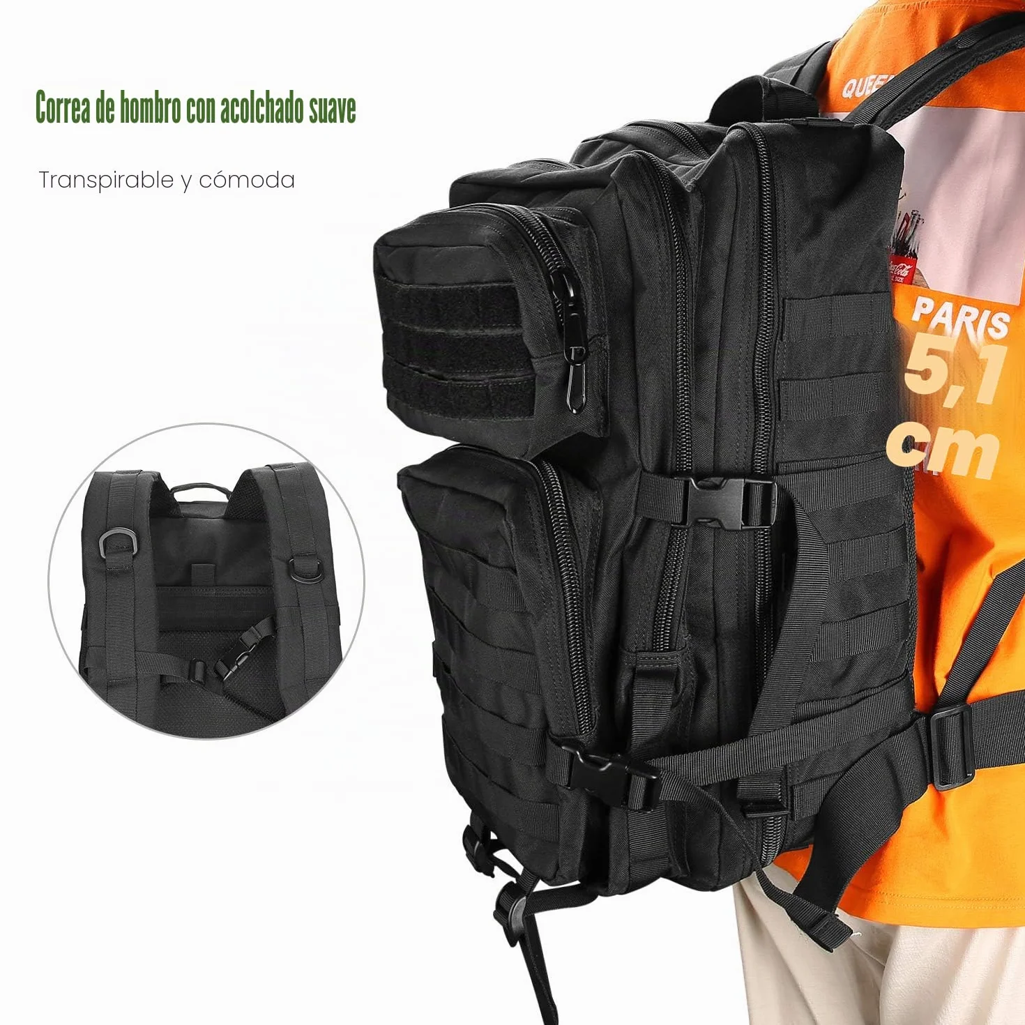 ProCase Mochila Táctica Militar 40L MOLLE Gran Capacidad para Caza Senderismo