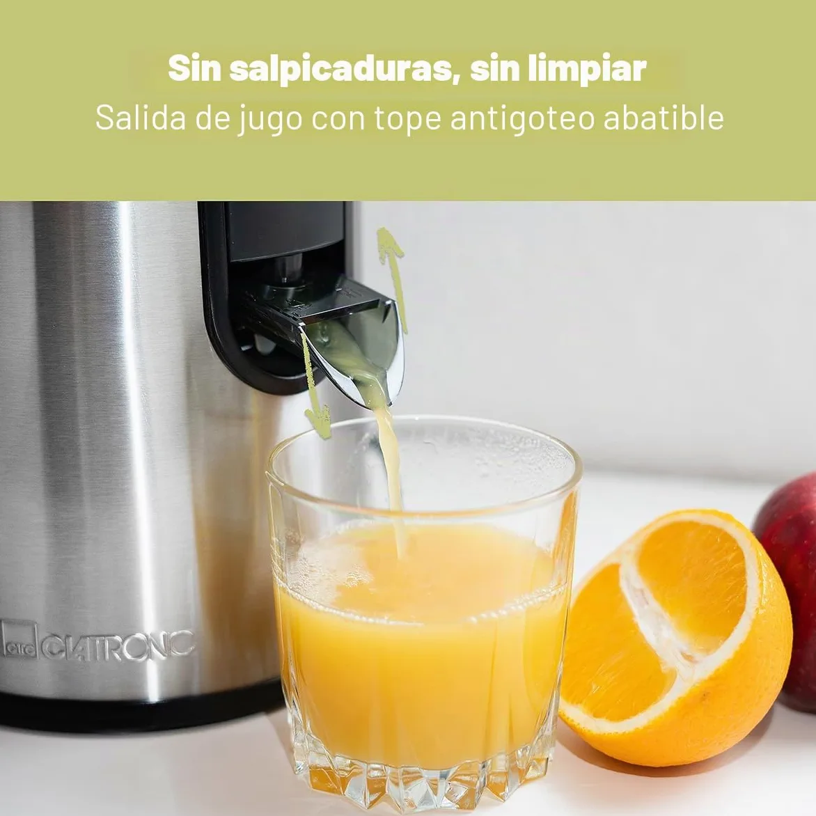 Clatronic AE 3666 - Licuadora para verduras y frutas, 2 velocidades, acero inoxidable, 400 W, color gris