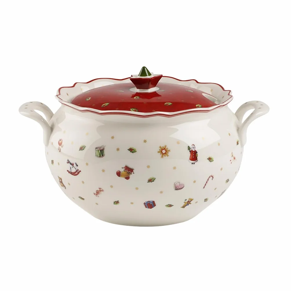 Villeroy & Boch 14-8585-2360 Tarrina Toy's Delight, para Navidad, 3 l, en Festivo Embalaje de Regalo, Porcelana, Blanco/Multicolor