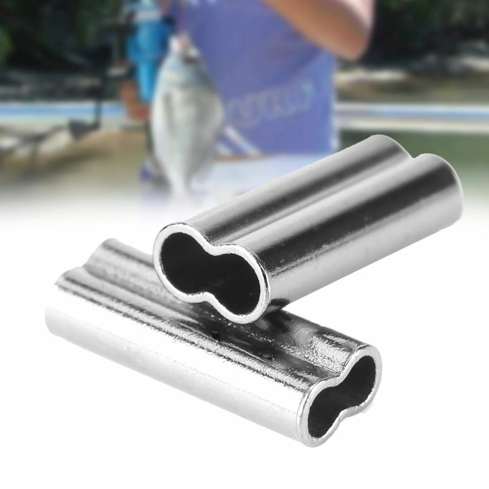 Tyenaza Tubo de línea de Pesca, Mangas de engarzado de Doble Barril, 100% Cobre, Conector de Tubo (100 Piezas, 6 tamaños)