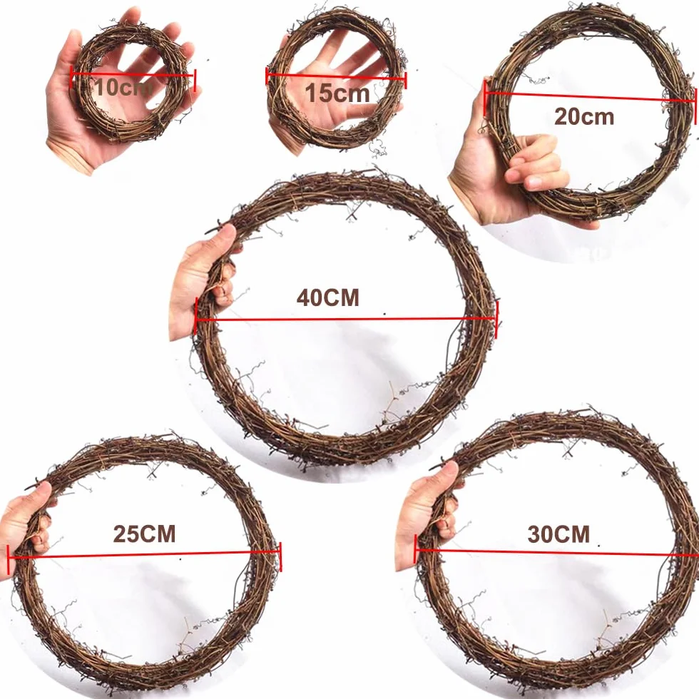 5 Coronas de Ratán Natural de 5.9 Pulgadas, Guirnalda de Rama de Vid para Festivales, Bodas y Decoración