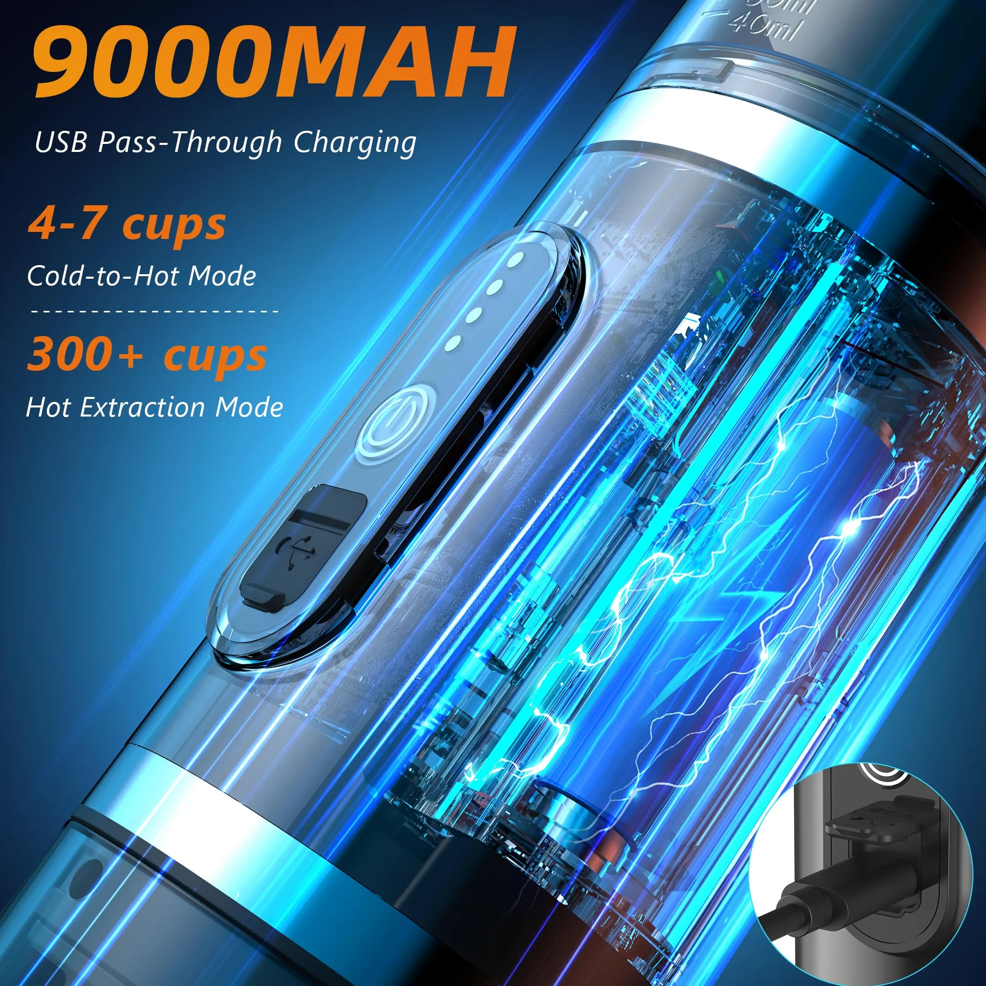 Hobsir - Cafetera eléctrica portátil para café espresso, cafetera de viaje para camping, cafetera de coche con USB-C, cápsula 3 en 1, pequeña máquina de café espresso portátil para RV, senderismo,