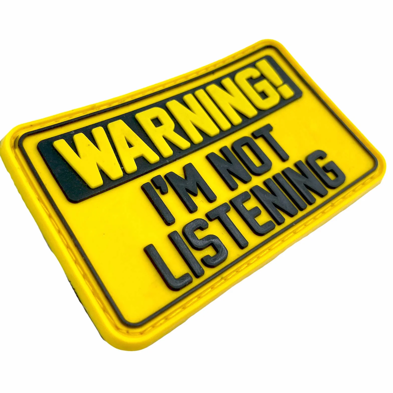 Parche táctico de PVC para airsoft, paintball, cosplay "Warning I'm Not Listening"