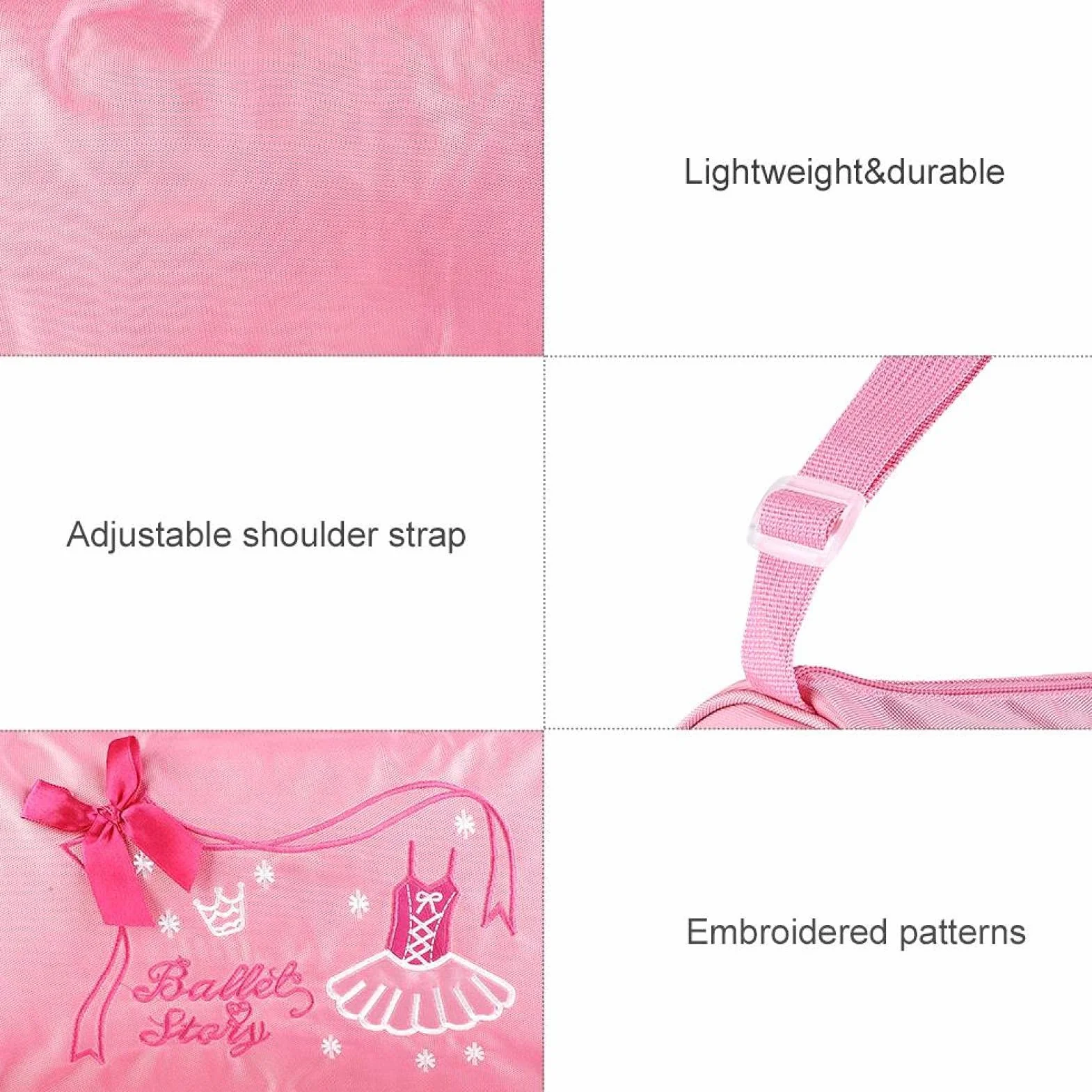 Bolsa Deportiva Para Niñas Ballet Baile Gran Capacidad Ajustable Bolso Hombro Danza Natación (Rosa)