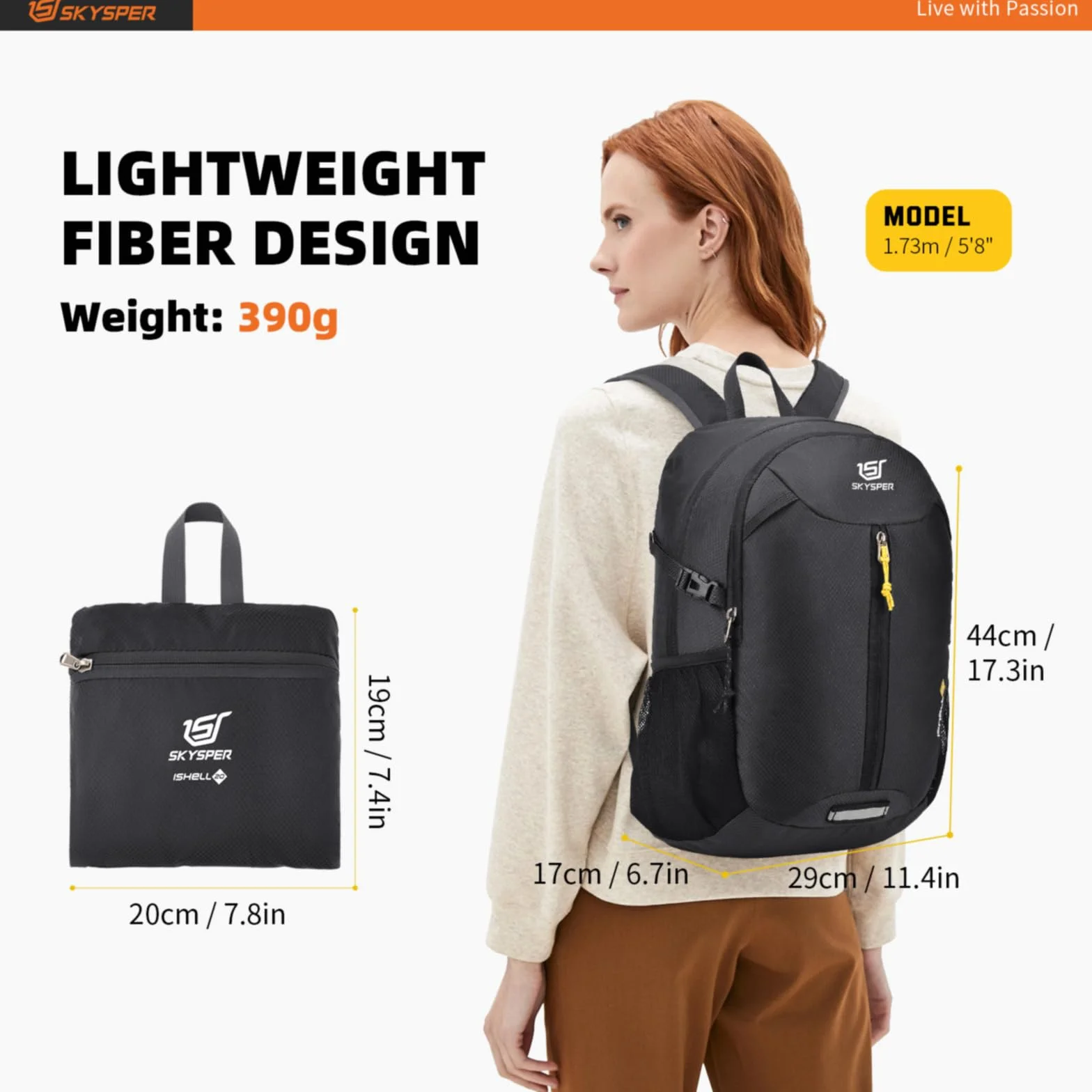 SKYSPER 20L Mochila Plegable Ultraligera Impermeable Senderismo Viaje Mujer Hombre