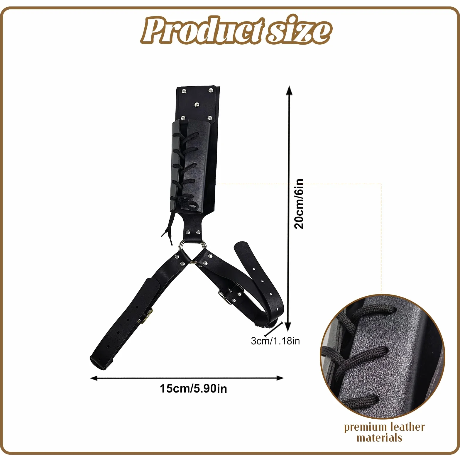 Funda Medieval para Espada, Cinturón Ajustable de PU Sólido Negro para Katana