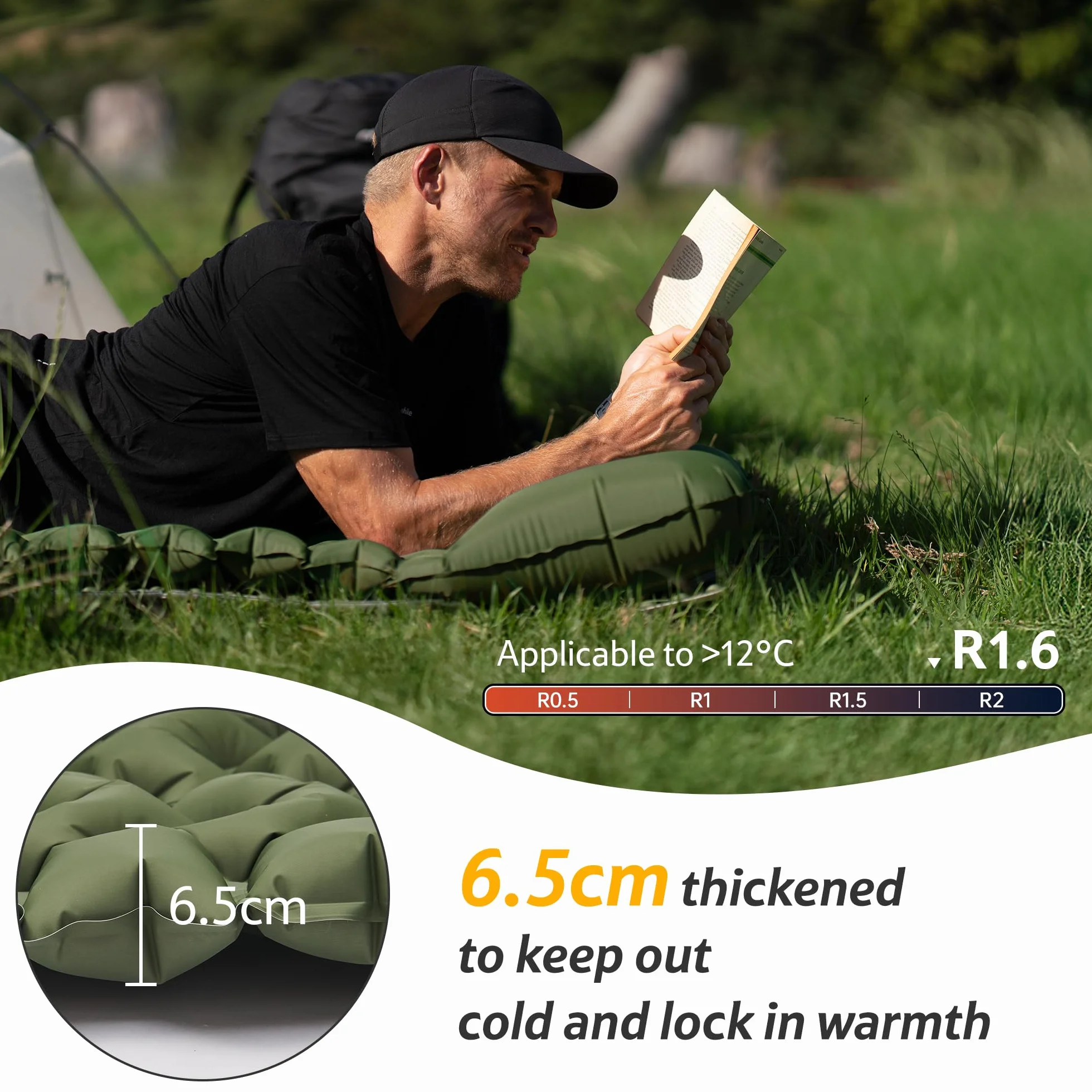 Naturehike Colchoneta inflable ultraligera para camping con almohada y bomba integrada