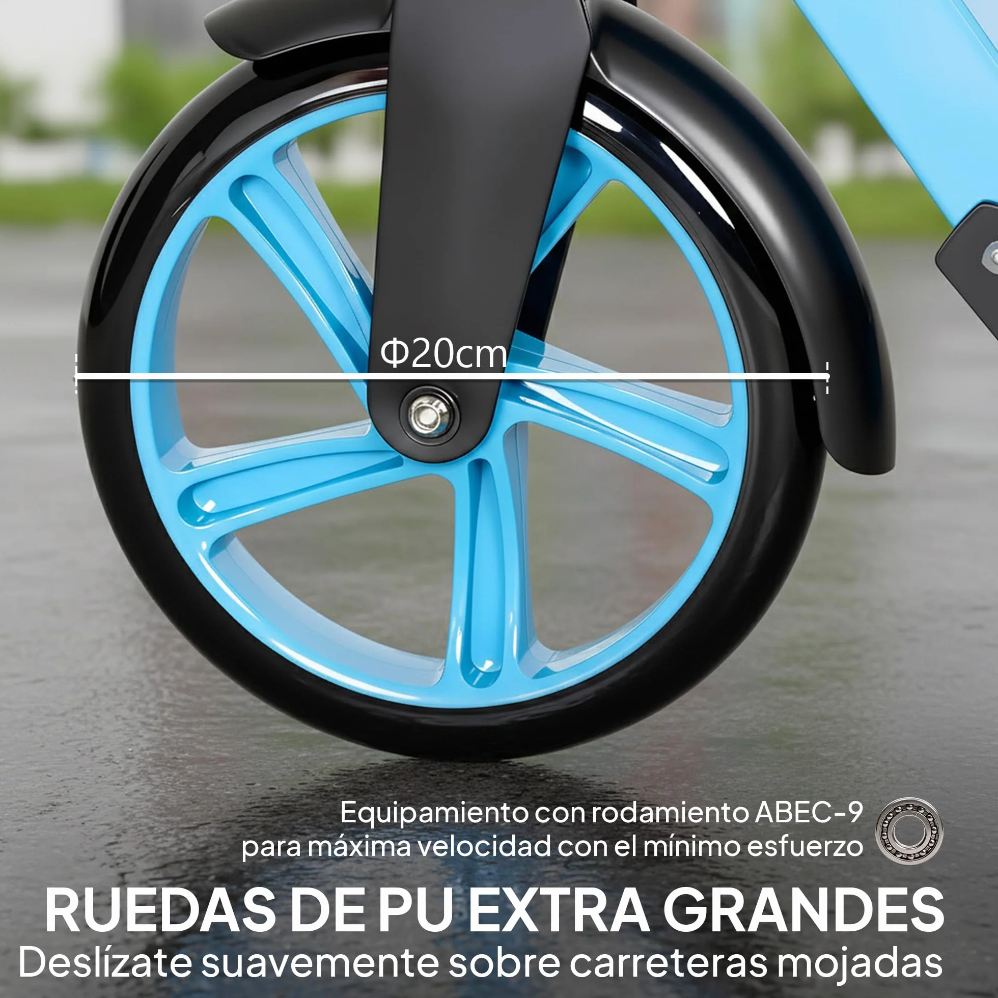HOMCOM Patinete Plegable para Adultos y Niños +14 Años Scooter Ligero con Manillar Ajustable Ruedas 200 mm Aluminio Carga 100 kg