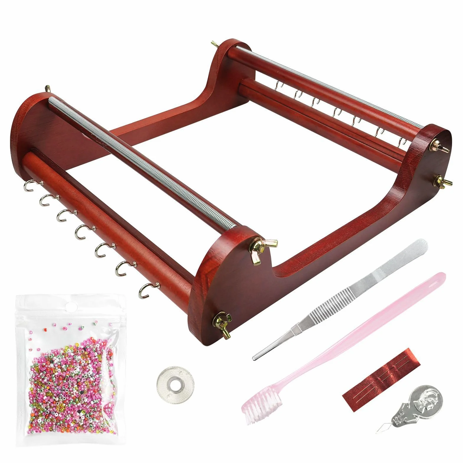 Kit de cuentas de artista con máquina de tejer cuentas de Para madera, ideal para principiantes. de inspiración vintage. Incluye hilo, aguja para, 33 cm x 29 cm