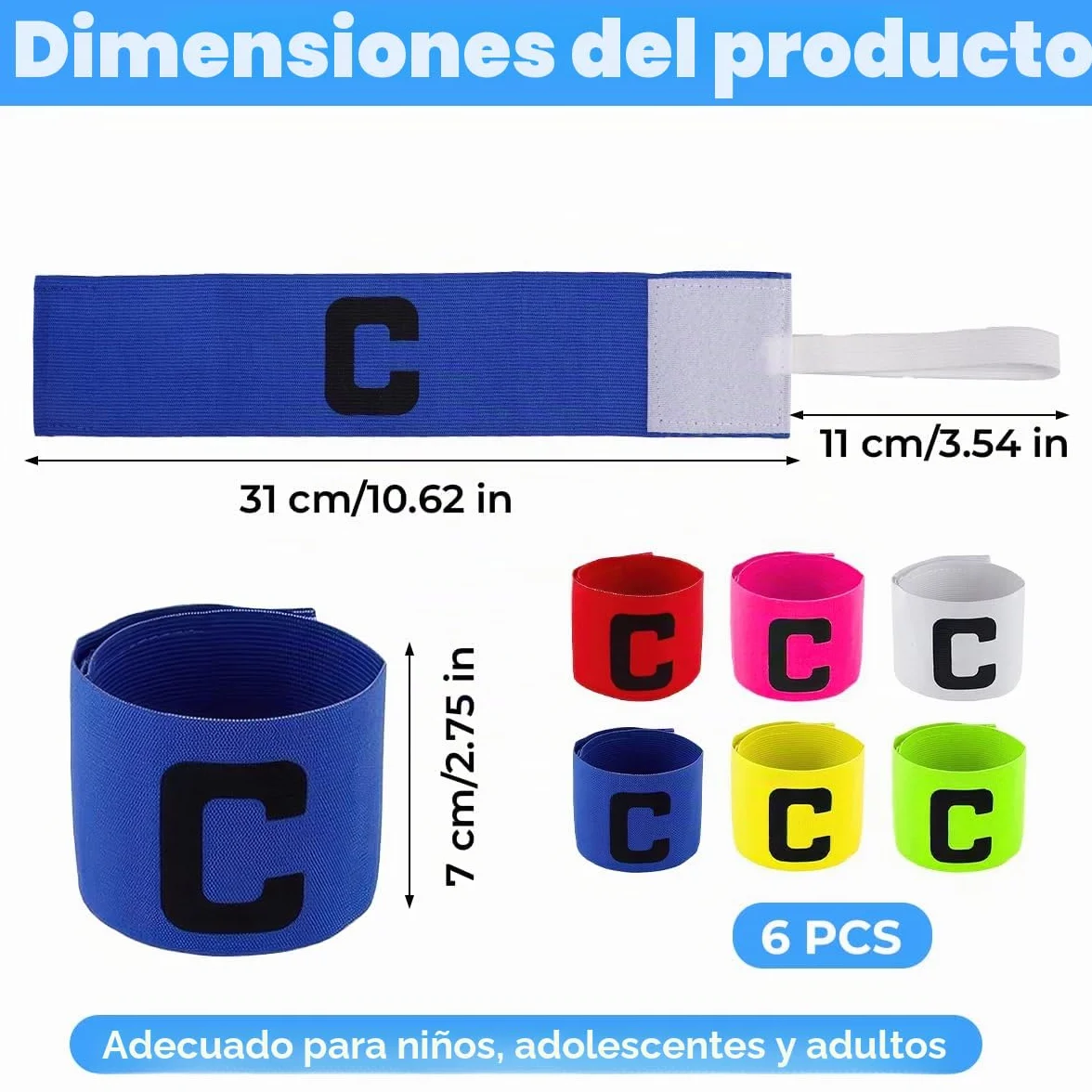 Brazalete de Capitán de Mesa Boda Multicolor Ajustable para Fútbol Unisex Adultos Junior