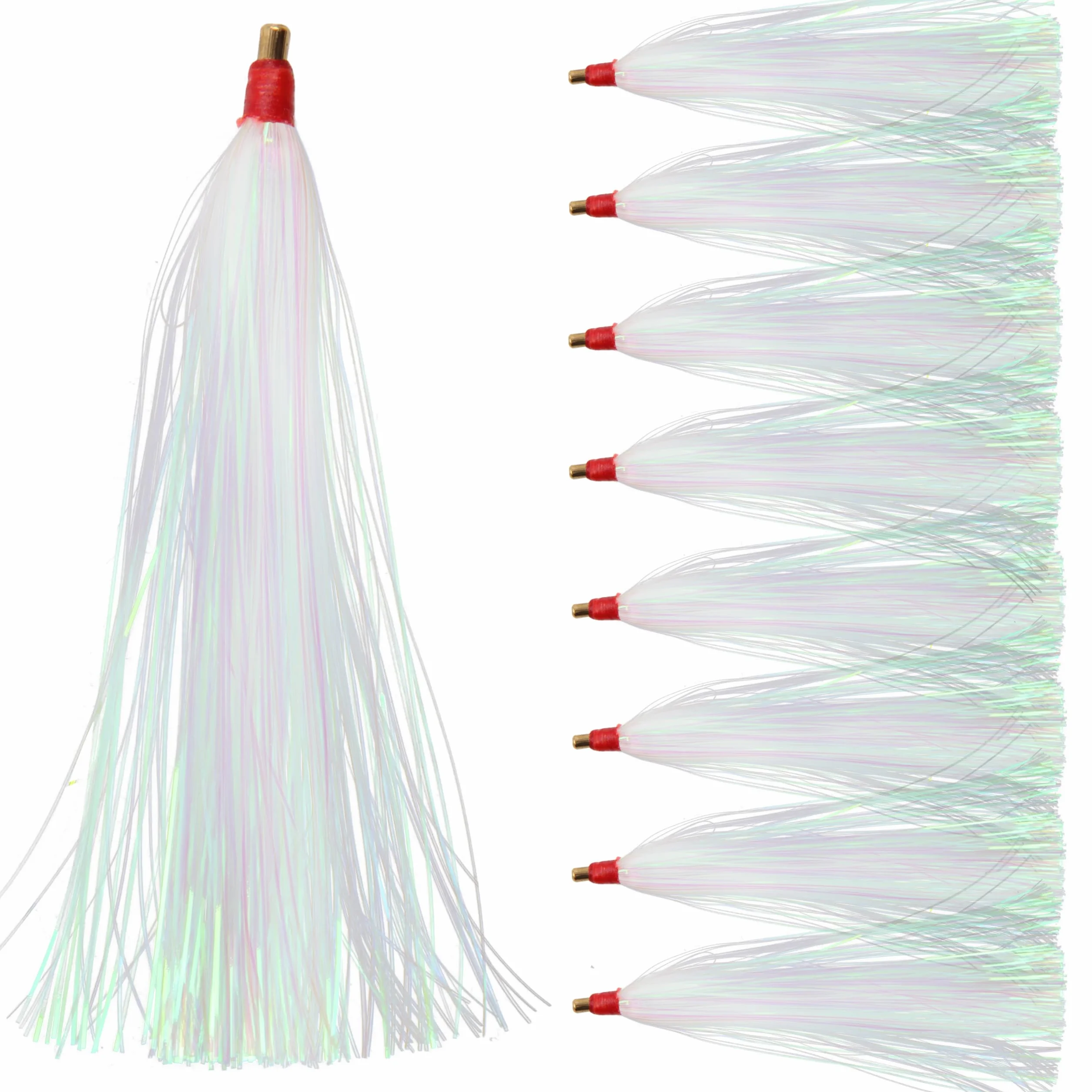 Pesca Mylar Flash Teaser Tail 9 unids Bucktail Cebo Agua Salada 3 colores