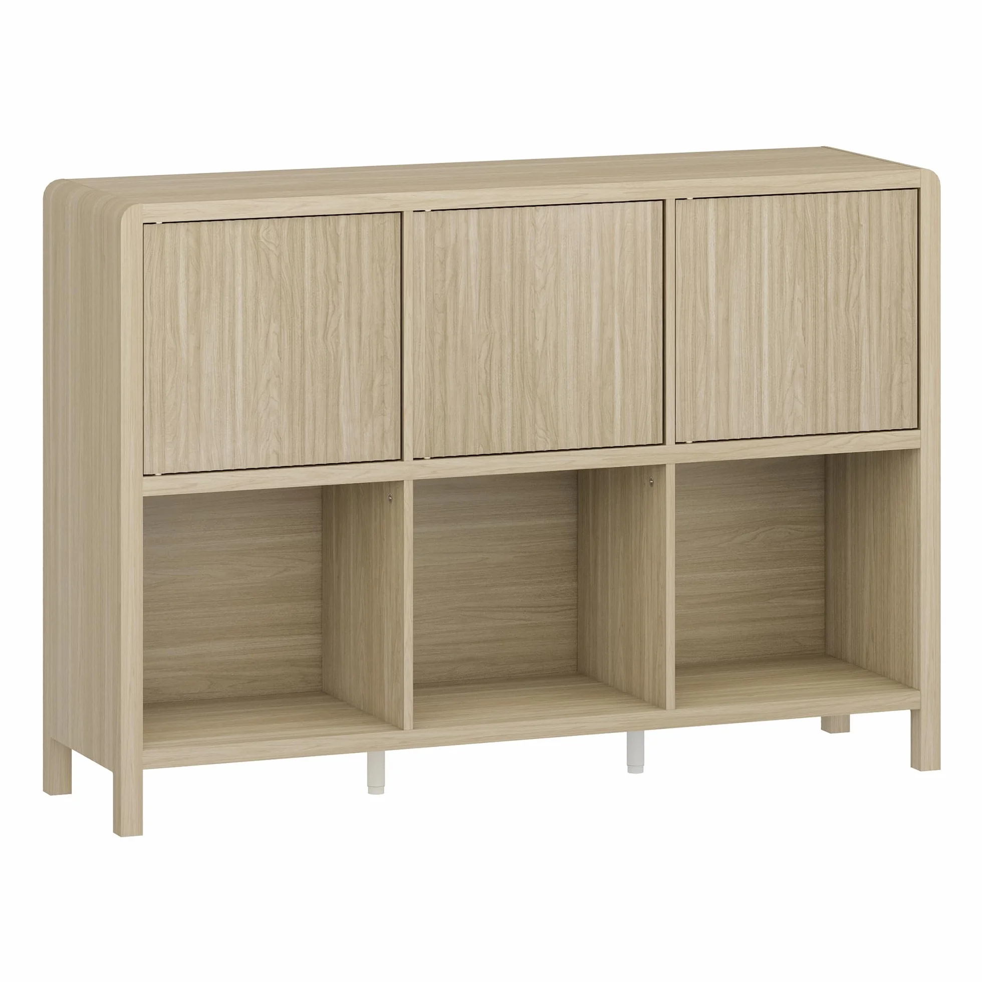 [en.casa] Aparador Bajo Lukkodso con 6 Compartimentos Mueble Auxiliar con 3 Puertas Variables Rectangular Armario Multiusos 77 x 110 x 30 cm - Efecto Roble