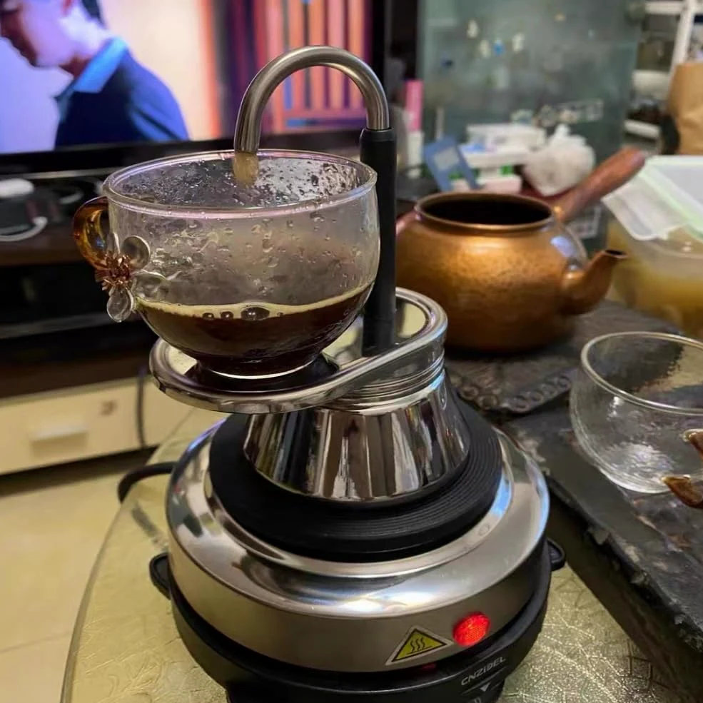 Tyenaza Cafetera Moka de un Solo Pico, Cafetera Italiana Clásica de 220 Ml, Mini Cafetera Espresso para Estufa, Juego de Moka de café DIY, con Copa, para Fiestas Al Aire Libre, Viajes(12,5 x 21 cm)