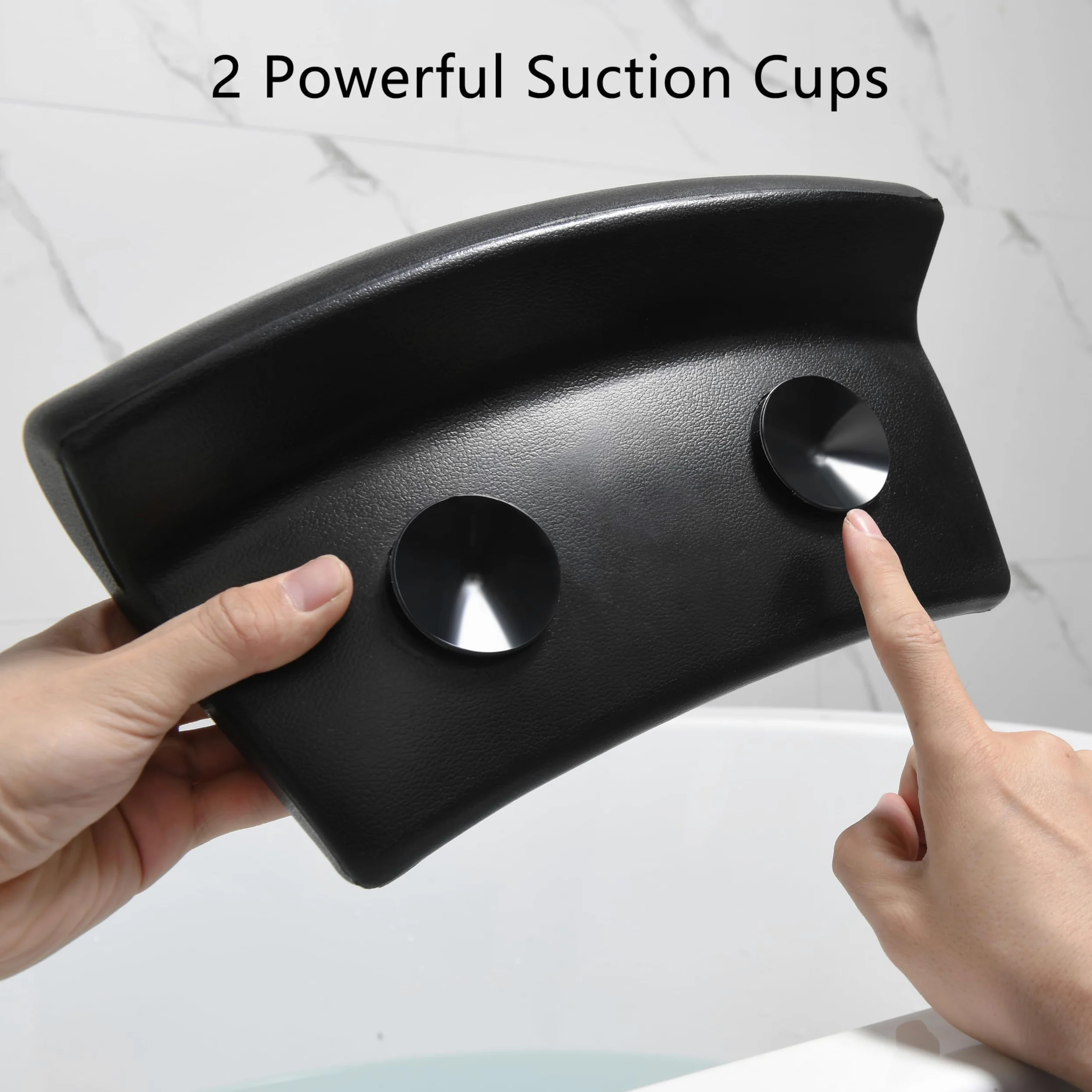 Almohada de Bañera Ergonómica con Ventosas Antideslizantes - Cojín Impermeable para Soporte Cervical, Confort y Relajación en el Baño o SPA en Casa - Color Negro
