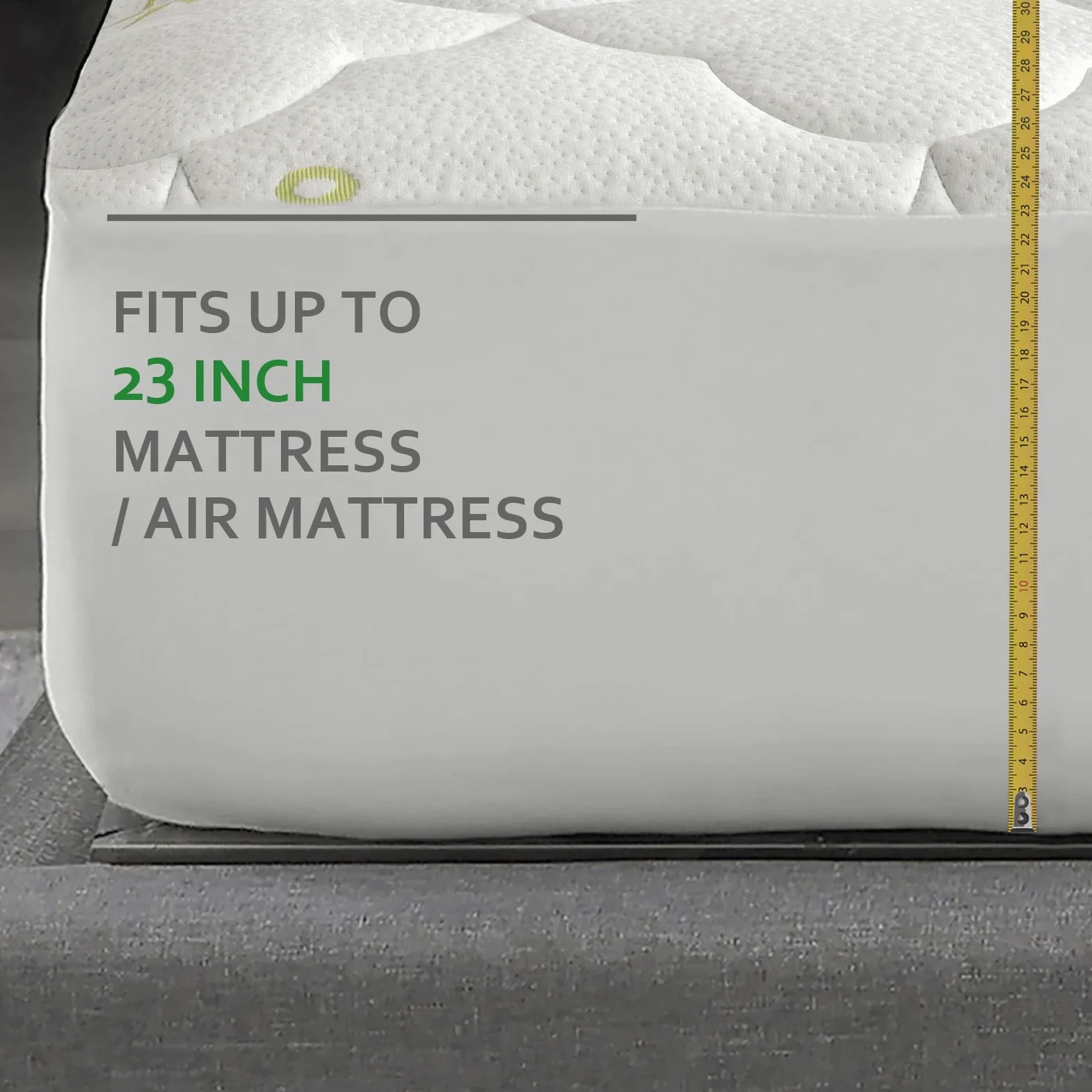 Funda de colchón de aire tamaño Queen, almohadilla de enfriamiento gruesa de bambú, cubrecolchón acolchado de bambú, cubrecolchón de felpa extra silenciosa, tamaño Queen, se adapta a colchones de 8 a