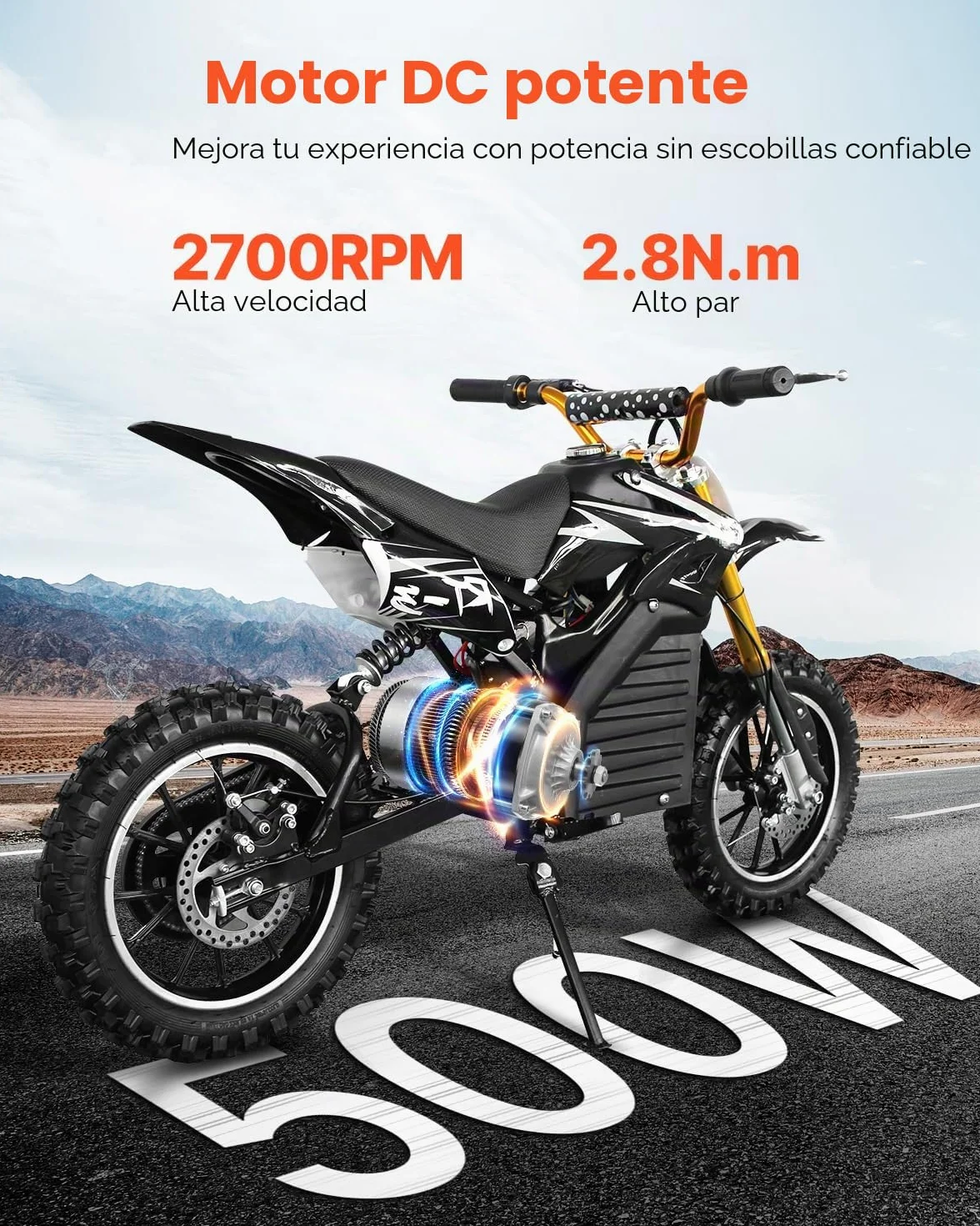 VEVOR Kit Motor Eléctrico sin Escobillas CC 500 W 48 V 2700 RPM Controlador Velocidad 240x172x155 mm