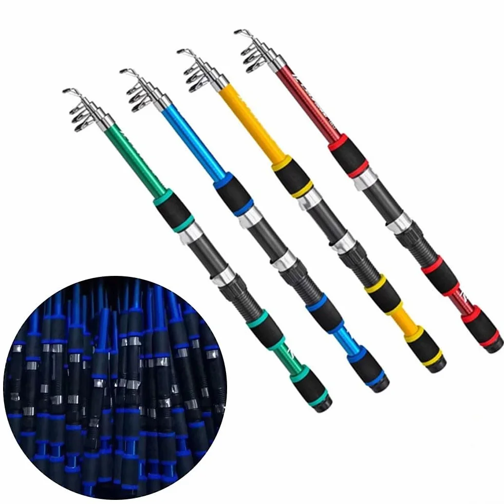 YJDOORPLAY Carrete de caña de pescar telescópica fibra de carbono 1,8 m plegable agua dulce salada