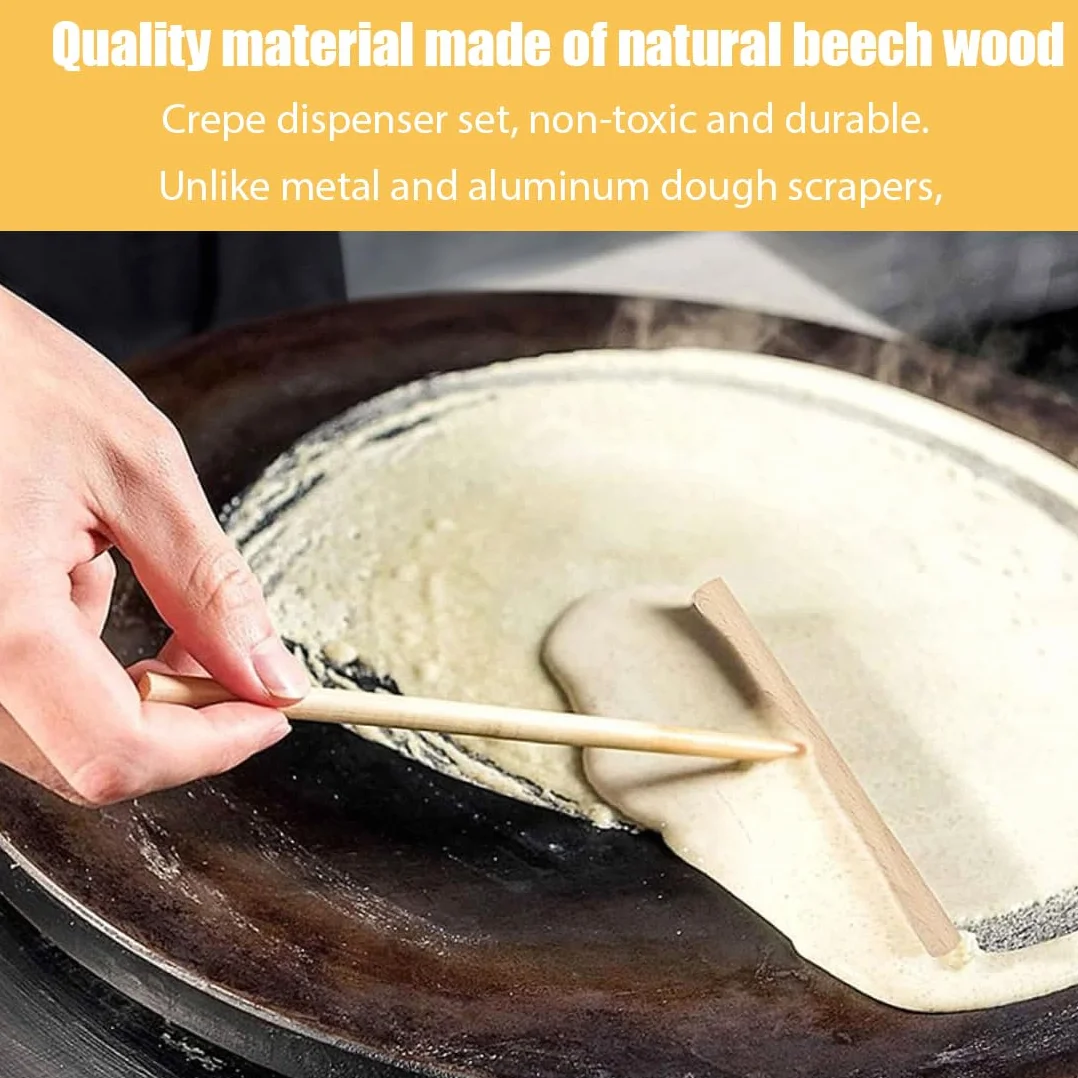 IKOPFLN Crepera de madera de 3 piezas, juego de crepera, espiral de crepe en forma de T, molde para crepes, molde para crepes