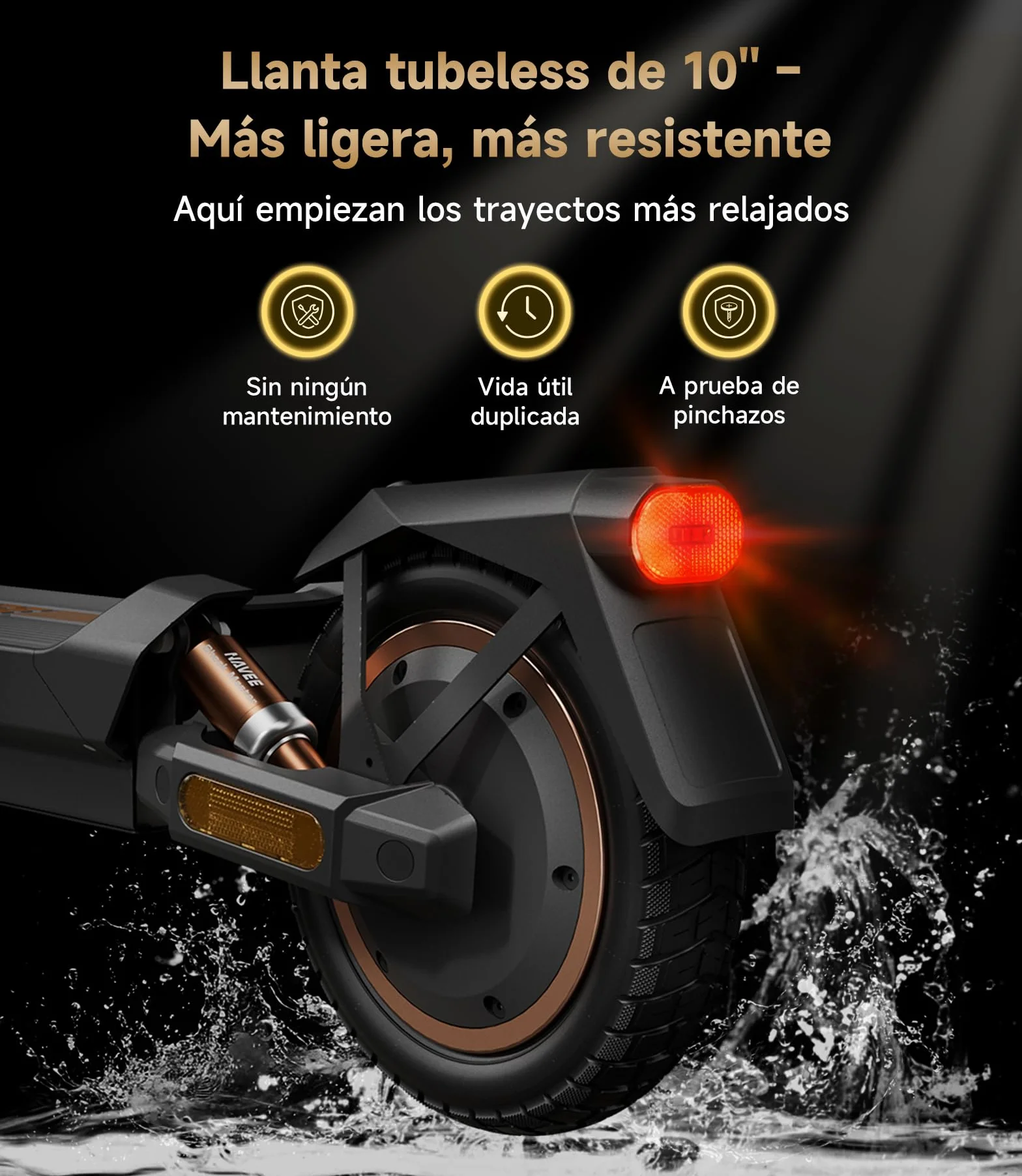 NAVEE Patinete Eléctrico Adultos GT3 ST3 Serie 50-75km 700-1000W Absorción Cuádruple Choques TCS 18-22% Pendiente Neumáticos Tubeless 10"