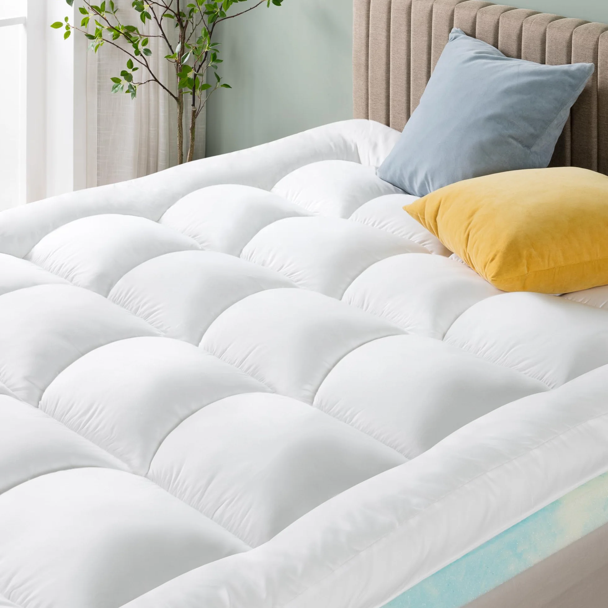 Zinus Topper 90x190 cm – Grosor de 10 cm – Sobrecolchón de Espuma con ventilación refrescante – Firmeza Media – Funda Suave y Transpirable – Certificado Oeko-Tex