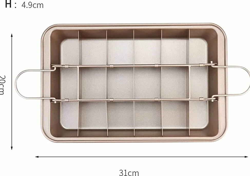 Moldes cuadrados para tartas de acero inoxidable con separadores extraíbles, aptos para horno de cocina