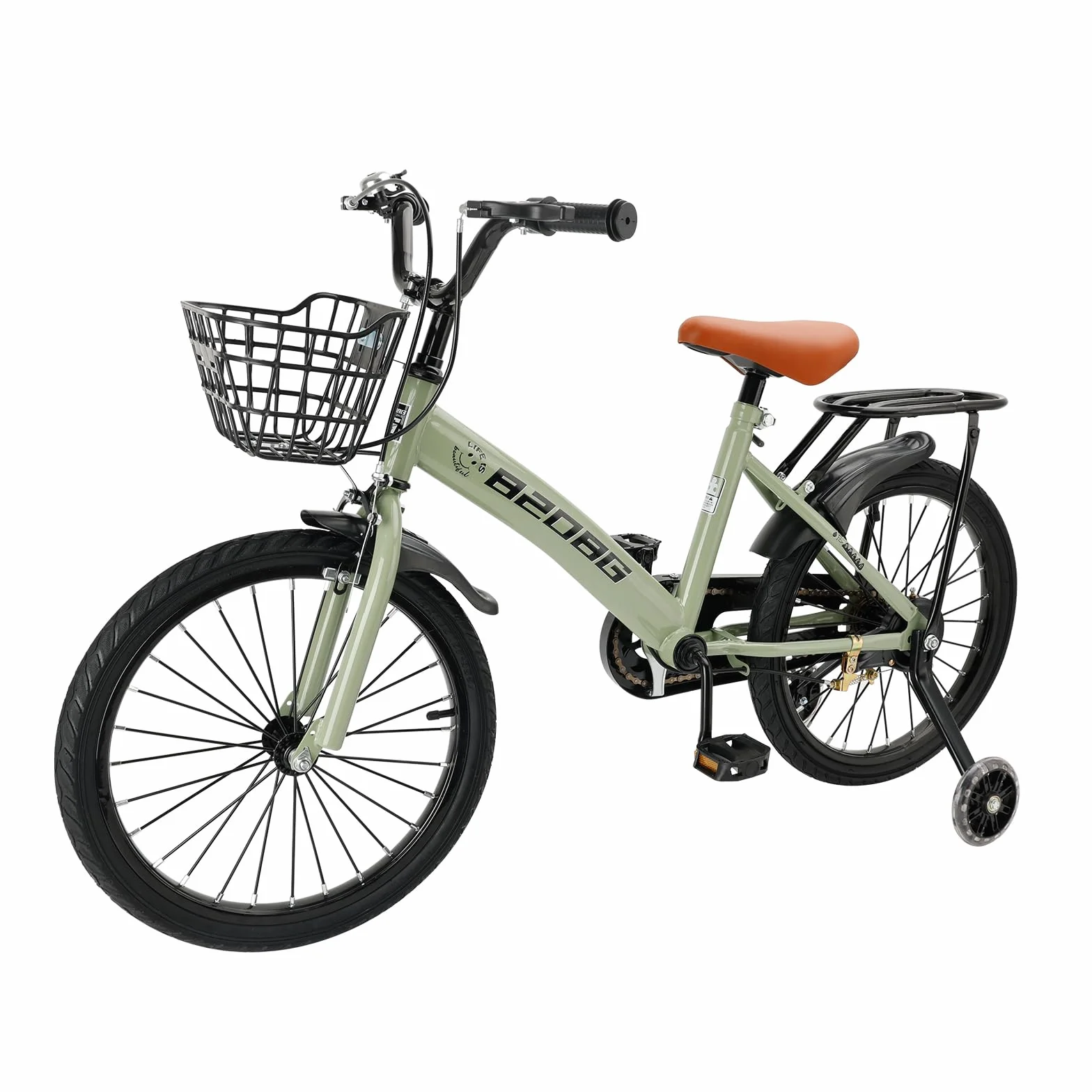 Bicicleta infantil 18 pulgadas marco acero carbono asiento manillar ajustables frenos dobles ruedines cesta desmontable