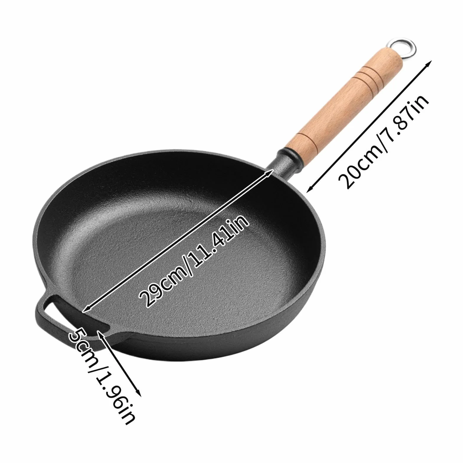 Sartén De Hierro Fundido Cacerola Ergonómica Con Mango De Madera Extraíble | Plancha Grill Cocina Para Sellar Hornear Cocinar Acampar Cocina Hogar Tortilla Pescado Huevos Panqueques