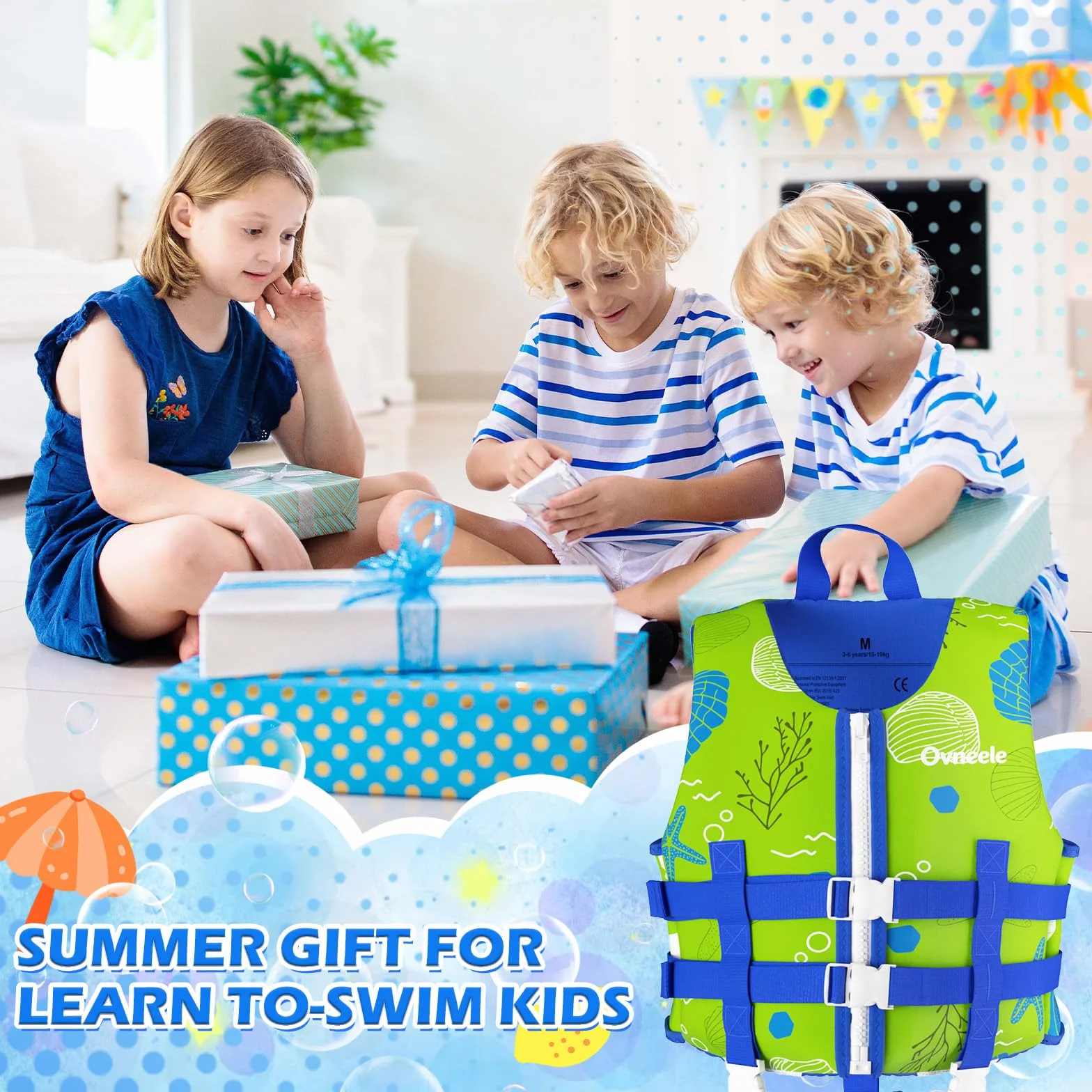Chaleco de Natación para Niños, Chaleco Flotador de Neopreno con Correa de Seguridad Ajustable, Ayuda de Flotación de Secado Rápido de Flotabilidad Fuerte para Aprender a Nadar para 2-9 Años/15-35Kg