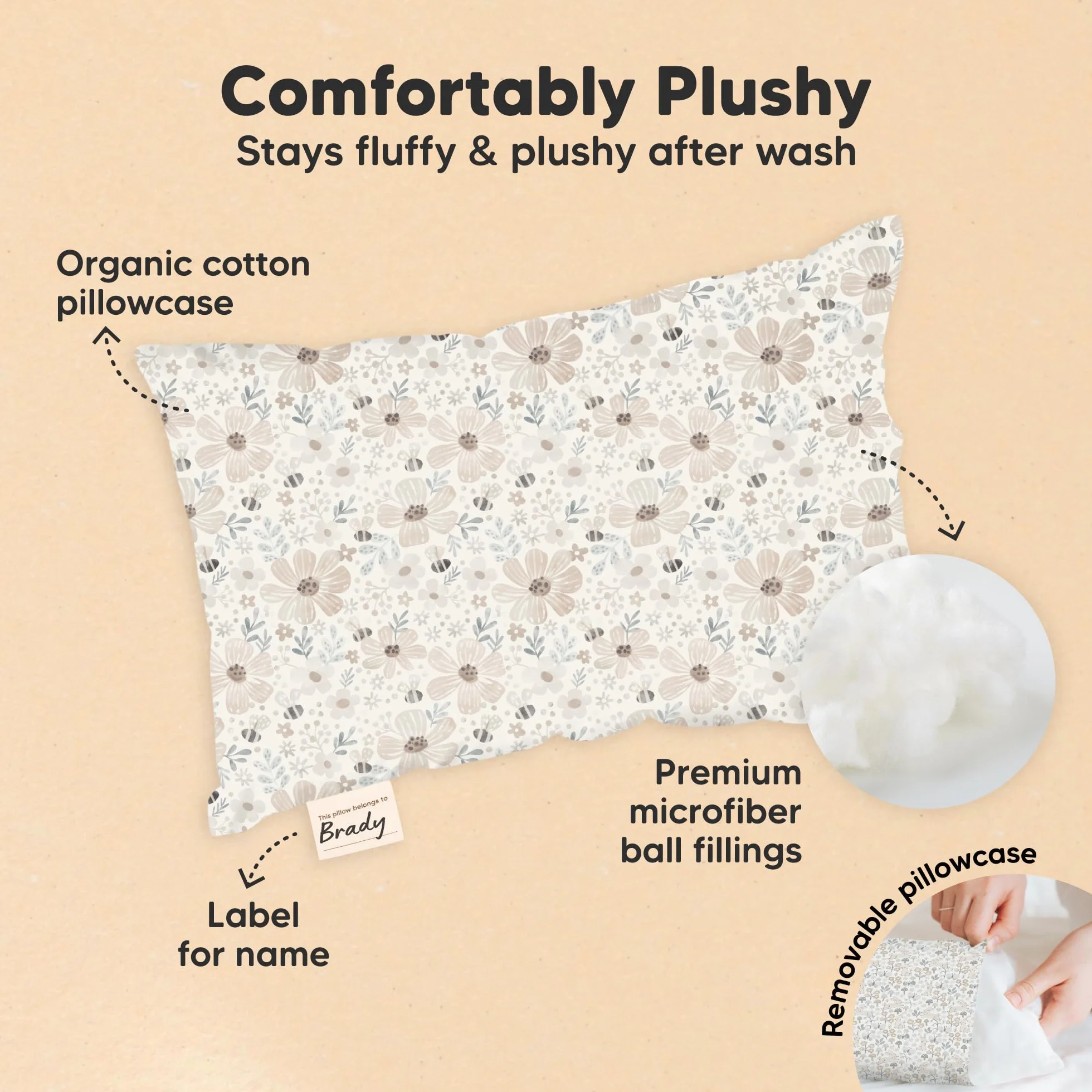 KeaBabies Mini Almohada para Niños Pequeños con Funda de Algodón Orgánico, 9 x 13 Pulgadas, Suave
