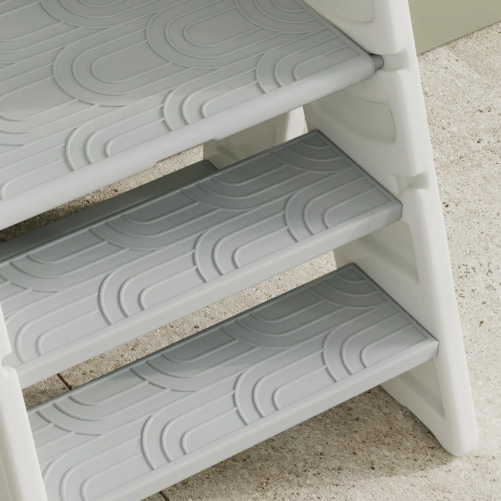 AIYAPLAY Taburete Plegable Torre de Aprendizaje Ajustable para Niños 18-60 Meses Antideslizante Gris y Blanco