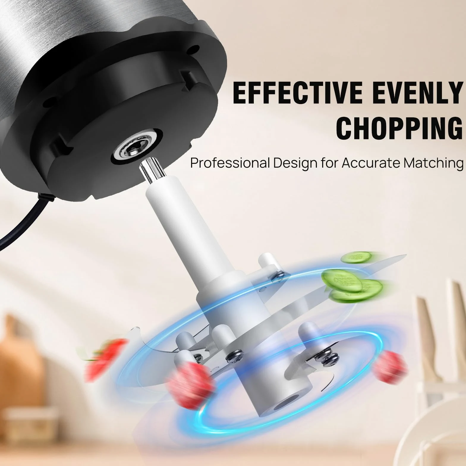 Procesador eléctrico de alimentos y picador, 300 W con recipiente de vidrio de 2 L, 4 cuchillas de acero inoxidable, 2 ajustes de velocidad, funcionamiento con un solo toque, fácil de limpiar, mini